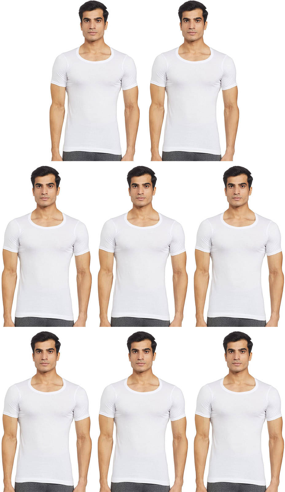     			Rupa Frontline Pack of 8 Cotton Basic Vest For Men ( White )