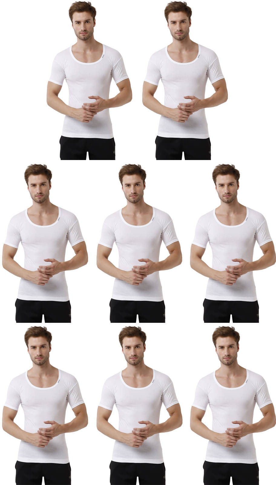 Rupa Frontline Pack of 8 Cotton Basic Vest For Men ( White ) Rupa Frontline Pack of 8 Cotton Basic Vest For Men ( White )