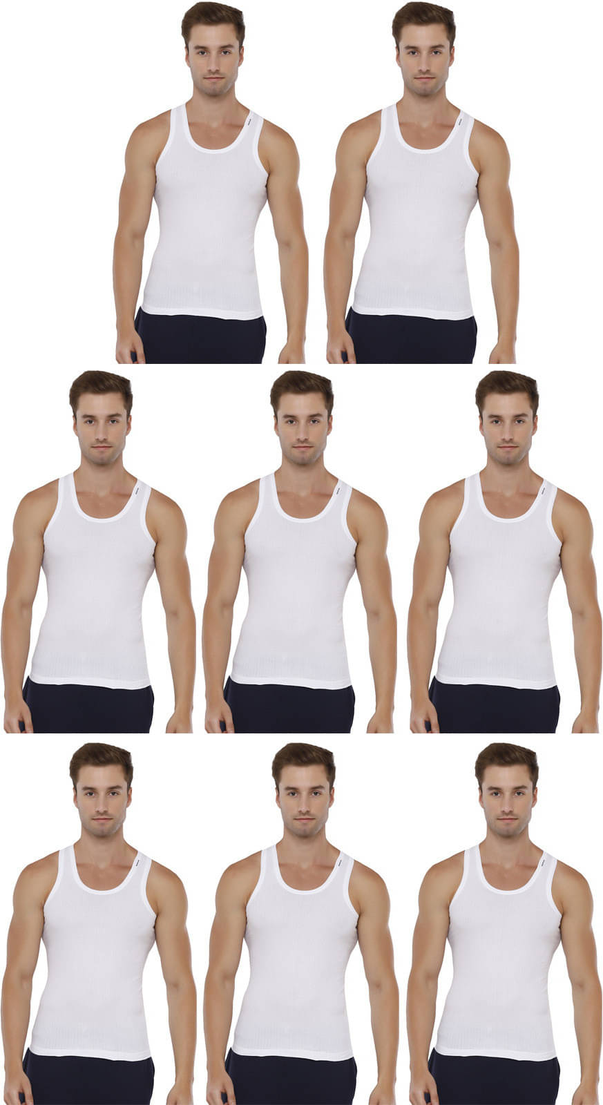 Rupa Frontline Pack of 8 Cotton Basic Vest For Men ( White ) Rupa Frontline Pack of 8 Cotton Basic Vest For Men ( White )