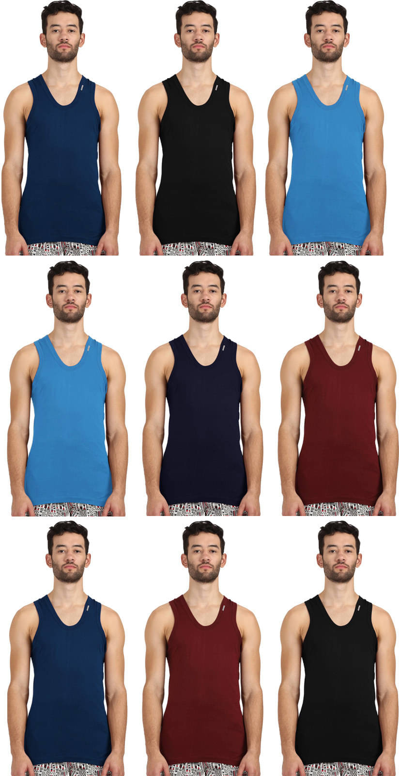 Rupa Frontline Pack of 9 Cotton Basic Vest For Men ( Multicolor ) Rupa Frontline Pack of 9 Cotton Basic Vest For Men ( Multicolor )