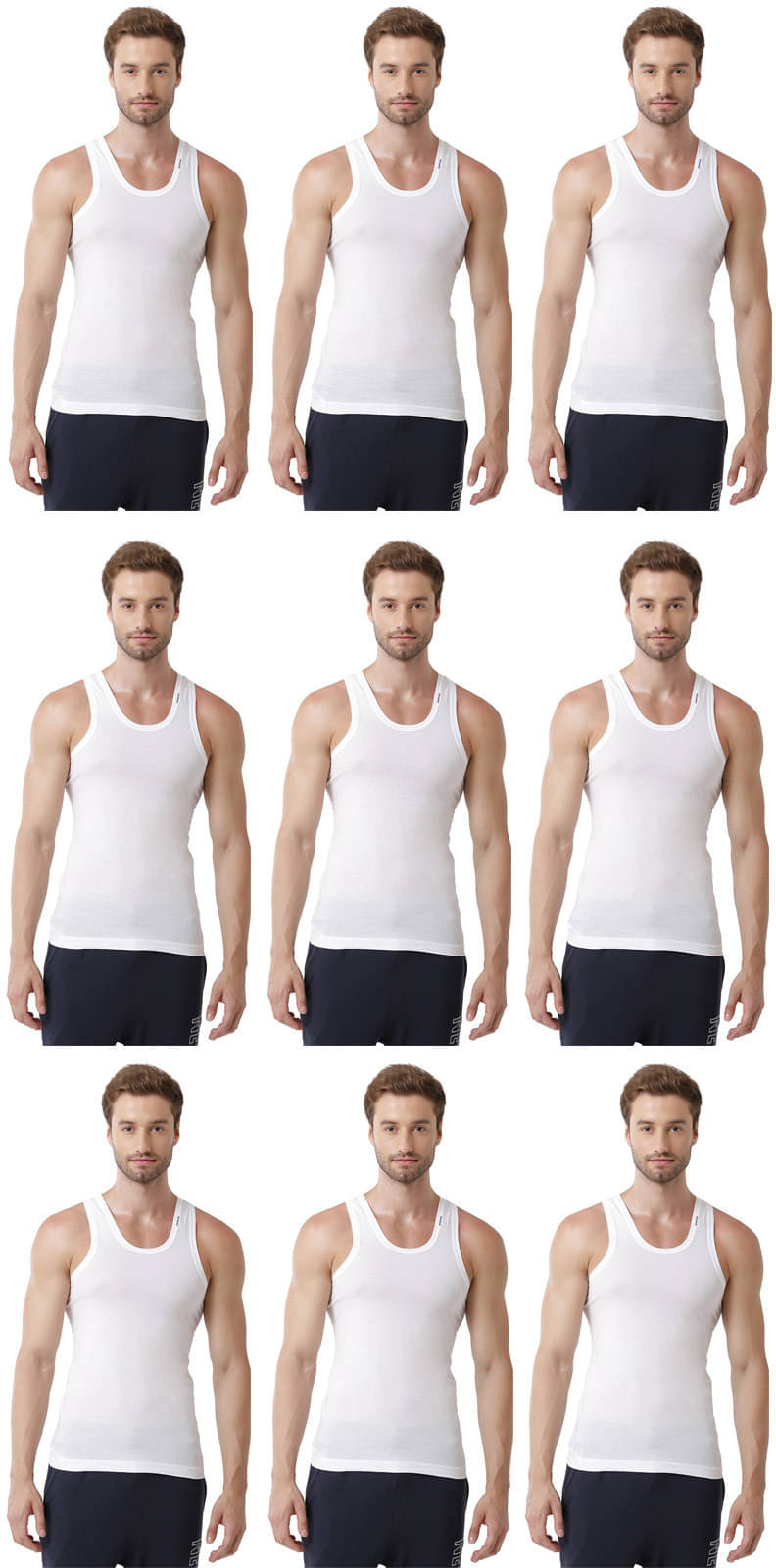 Rupa Frontline Pack of 9 Cotton Basic Vest For Men ( White ) Rupa Frontline Pack of 9 Cotton Basic Vest For Men ( White )