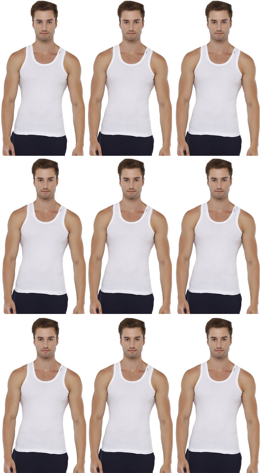 Rupa Frontline Pack of 9 Cotton Basic Vest For Men ( White ) Rupa Frontline Pack of 9 Cotton Basic Vest For Men ( White )