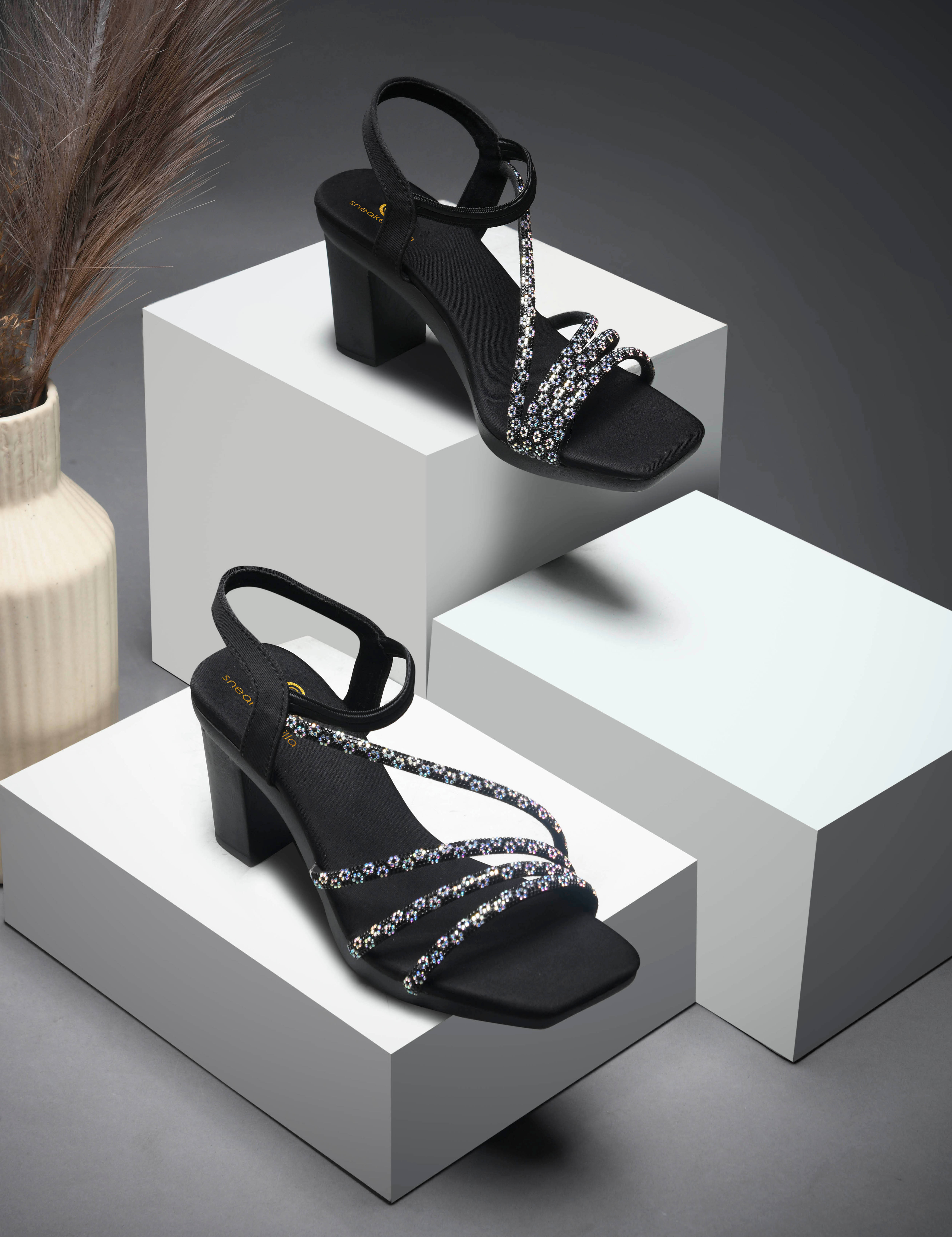 Sneakersvilla Black Women's Sandal Heels Sneakersvilla Black Women's Sandal Heels