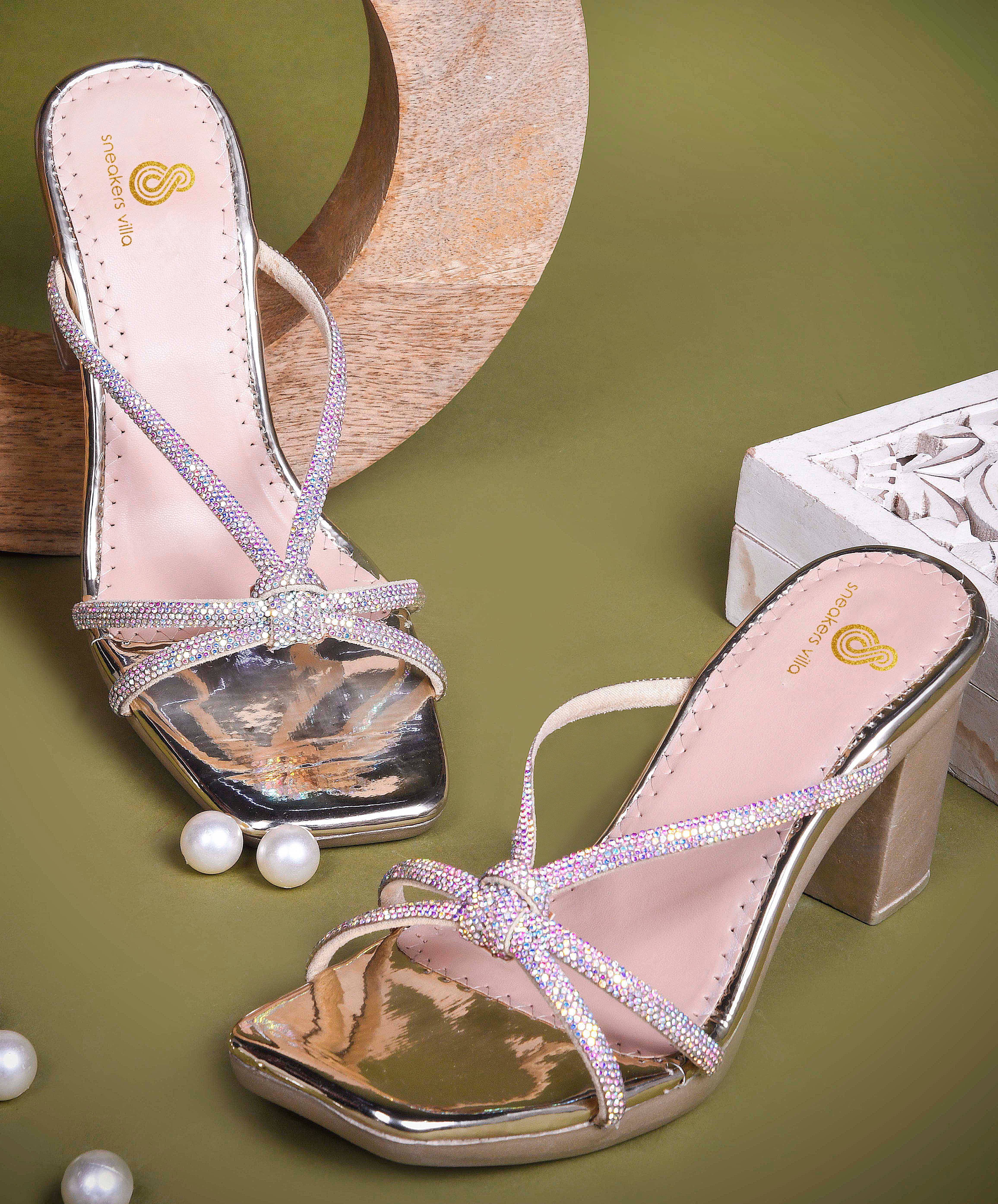 Sneakersvilla Gold Women's Sandal Heels     			Sneakersvilla Gold Women's Sandal Heels