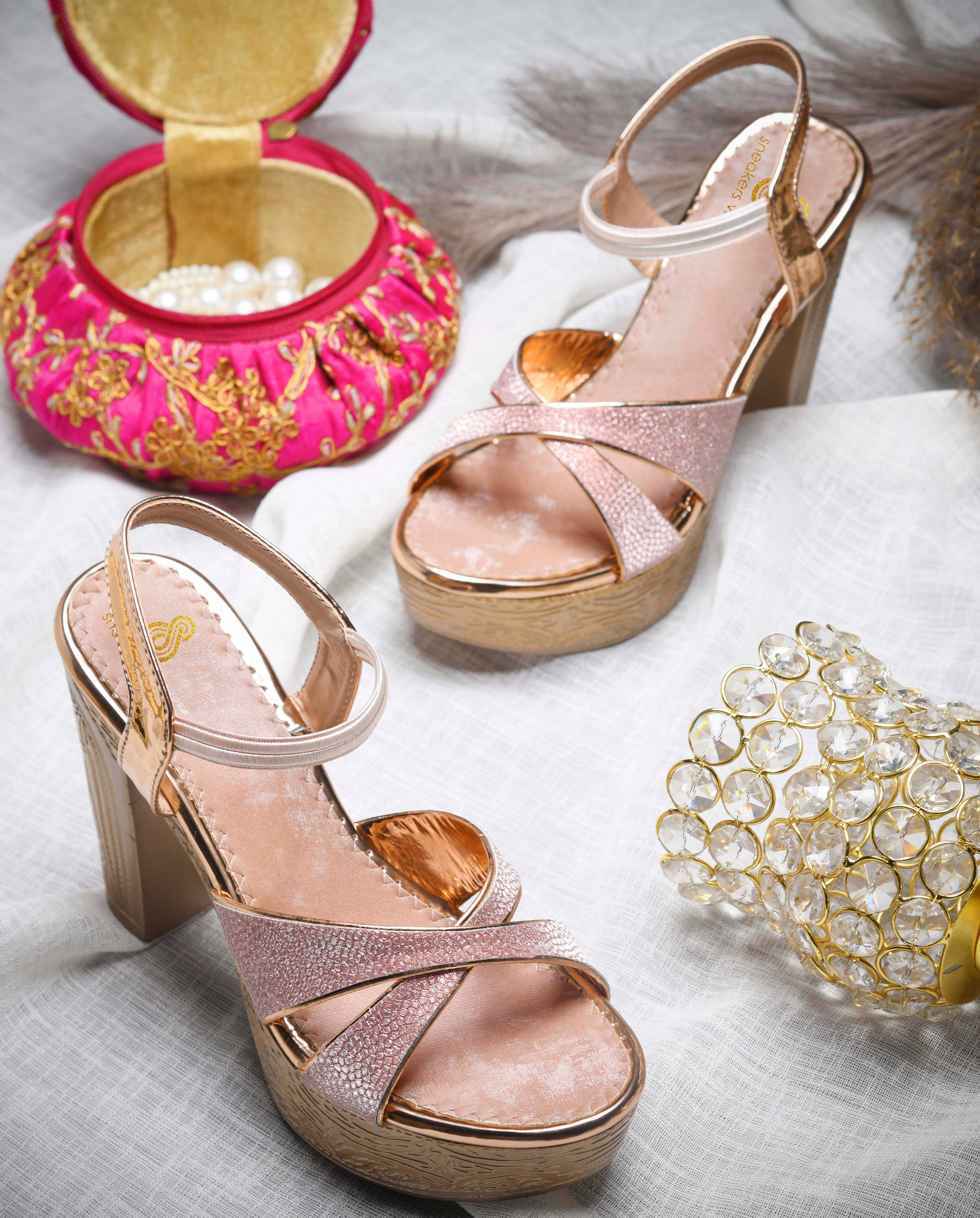 Sneakersvilla Peach Women's Sandal Heels     			Sneakersvilla Peach Women's Sandal Heels