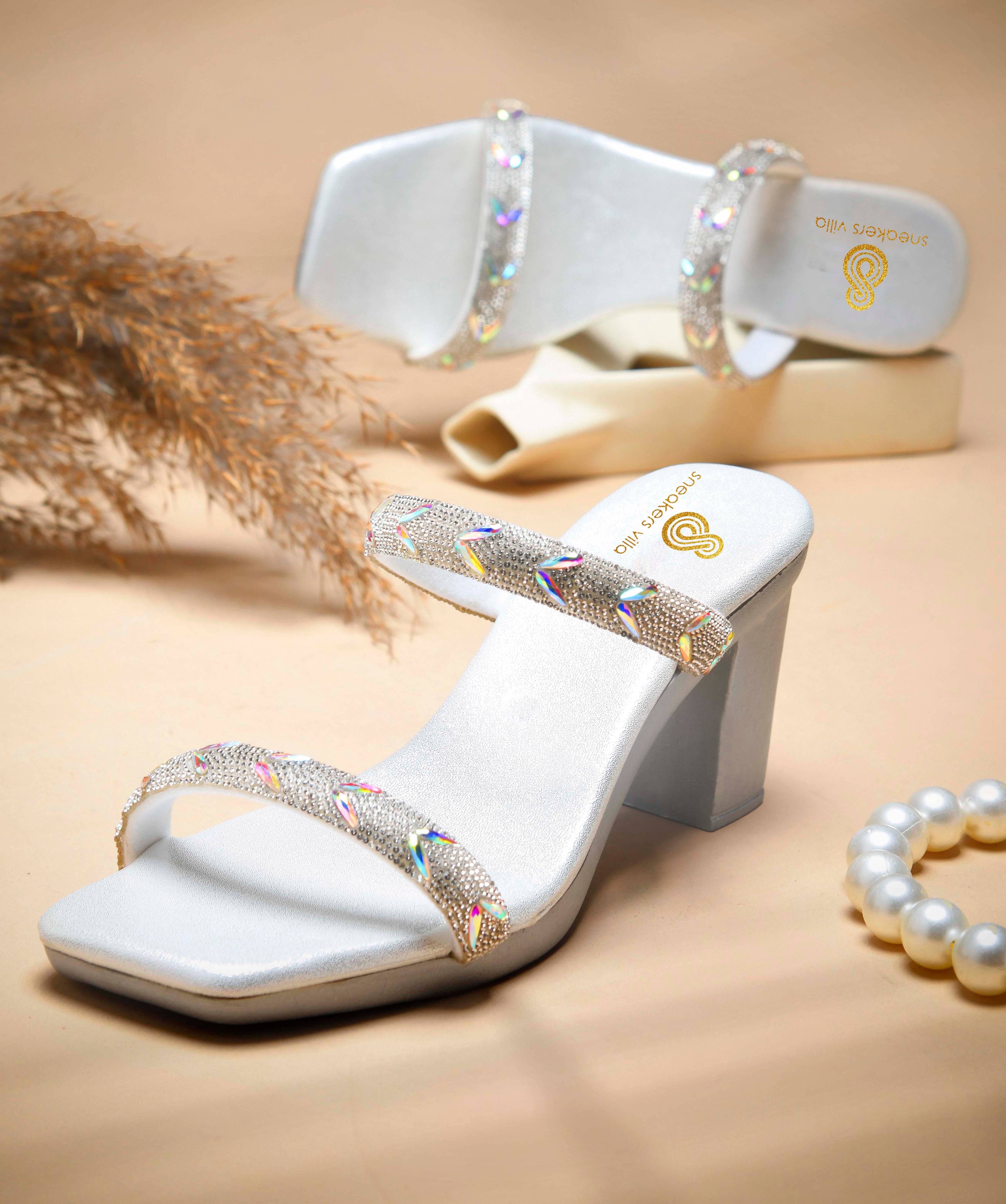 Sneakersvilla Silver Women's Sandal Heels Sneakersvilla Silver Women's Sandal Heels
