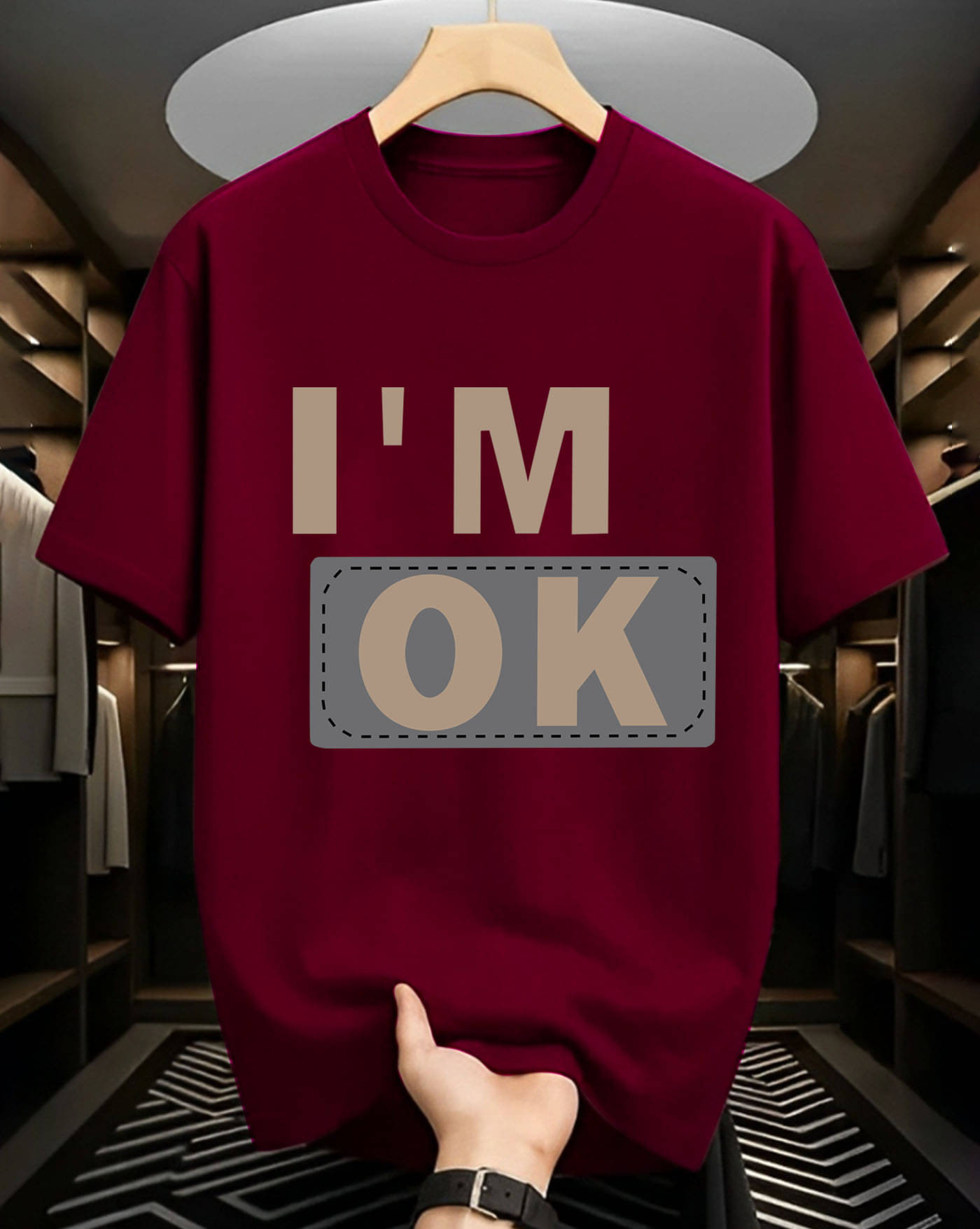     			AUSK Men Cotton Blend Oversized Fit Printed T-Shirt ( Maroon )