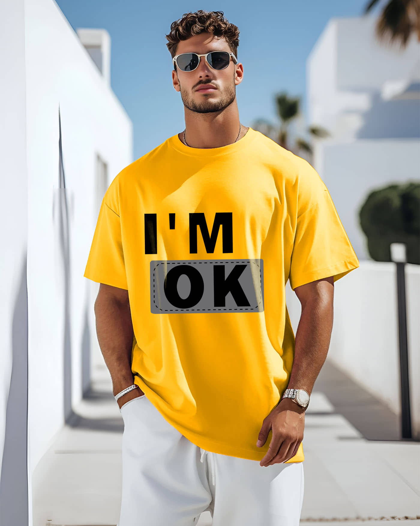 AUSK Men Cotton Blend Oversized Fit Printed T-Shirt ( Black )
