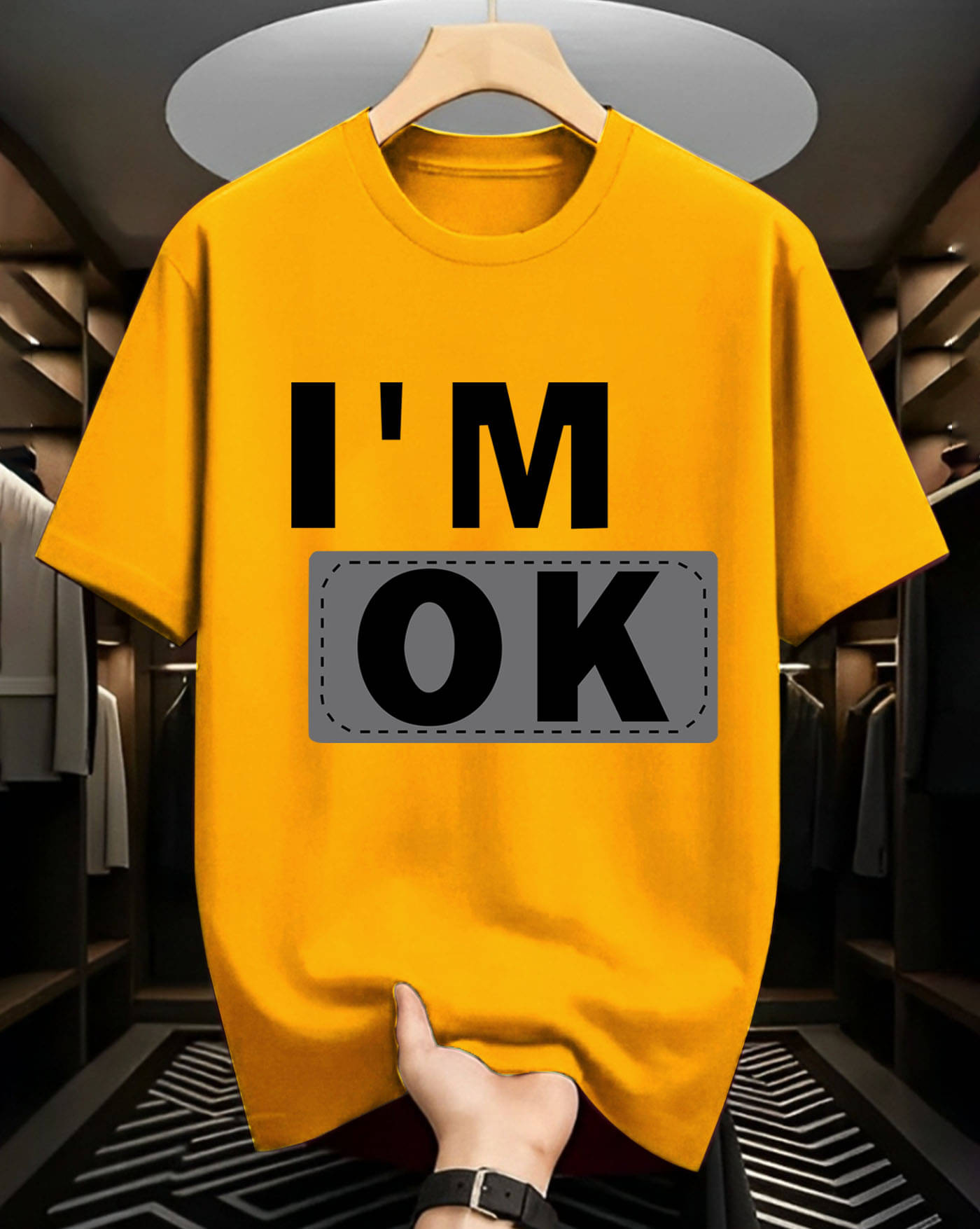 AUSK Men Cotton Blend Oversized Fit Printed T-Shirt ( Mustard )     			AUSK Men Cotton Blend Oversized Fit Printed T-Shirt ( Mustard )