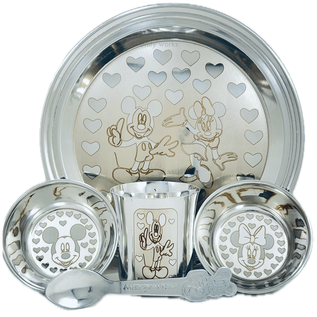     			Artha Kids Dinner Set Laser Printed Stainless Steel Dinner Set ( Pack of 5 ) Silver