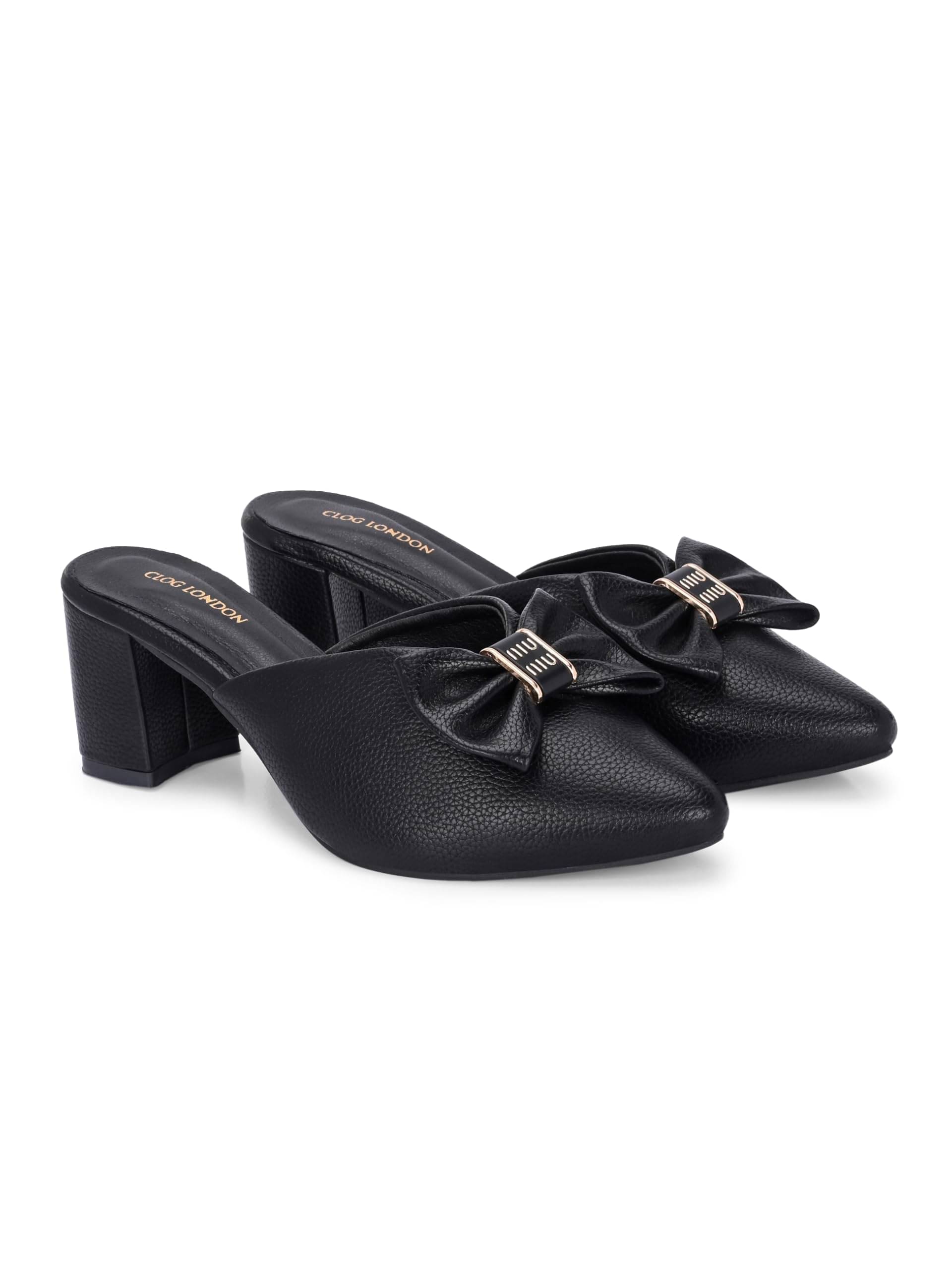CLOG LONDON Black Women's Slip On Heels     			CLOG LONDON Black Women's Slip On Heels