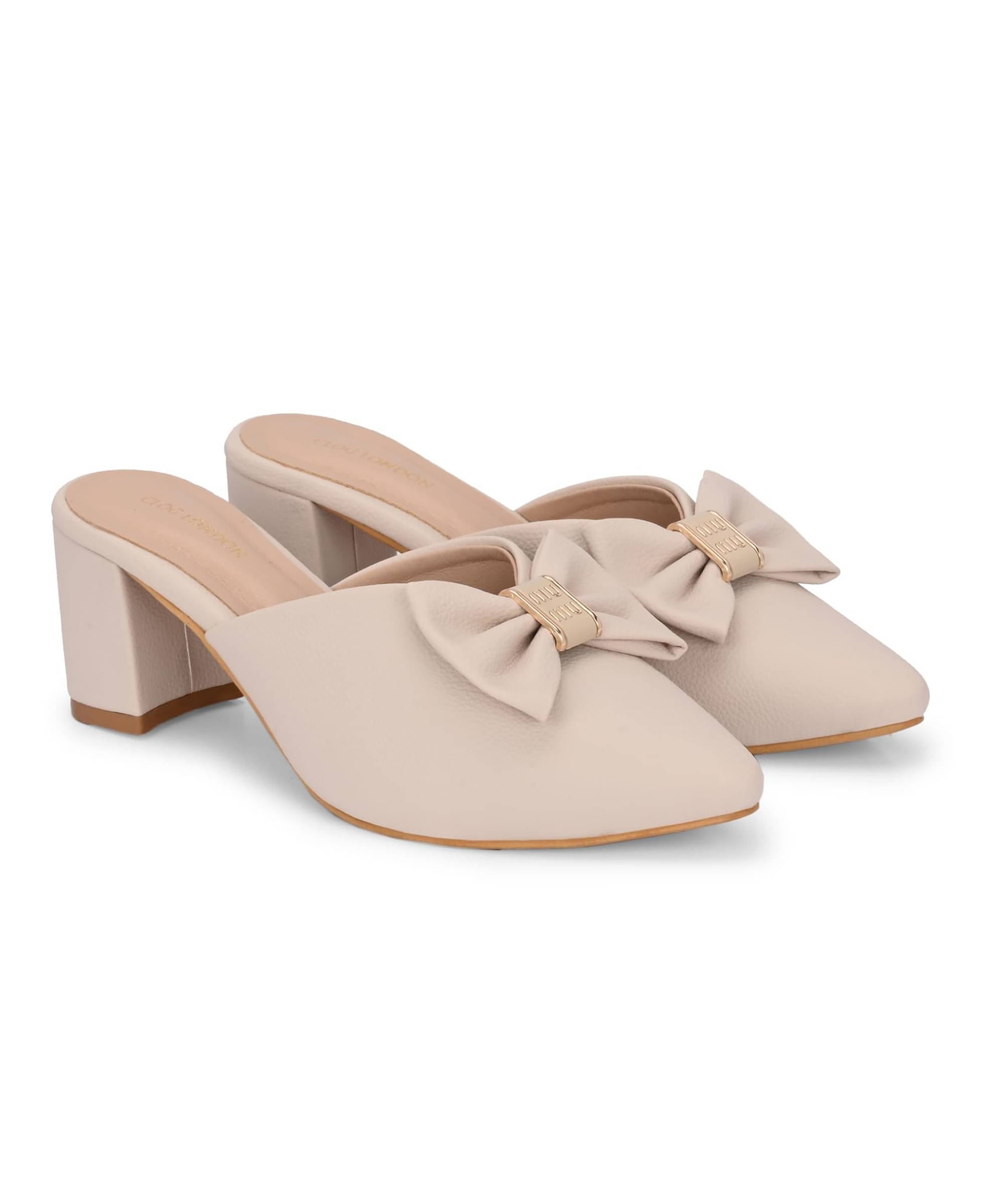 CLOG LONDON Off White Women's Slip On Heels CLOG LONDON Off White Women's Slip On Heels