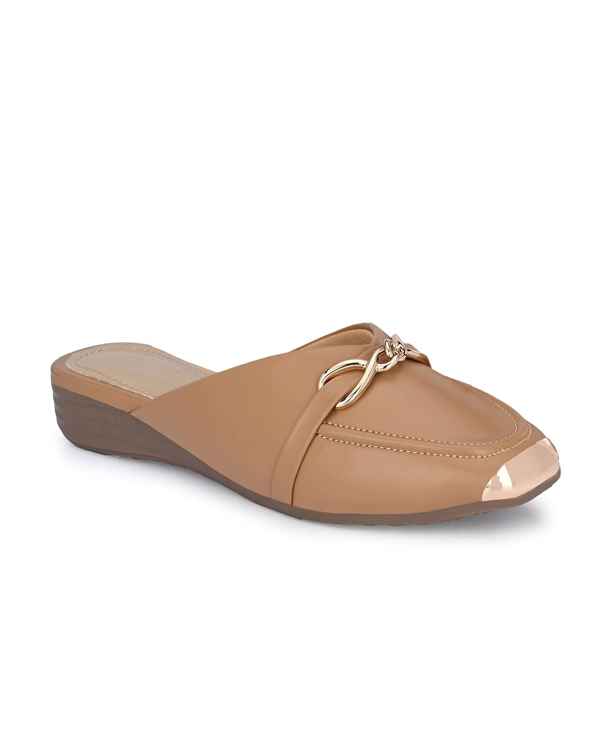     			CLOG LONDON Tan Women's Slip On Heels