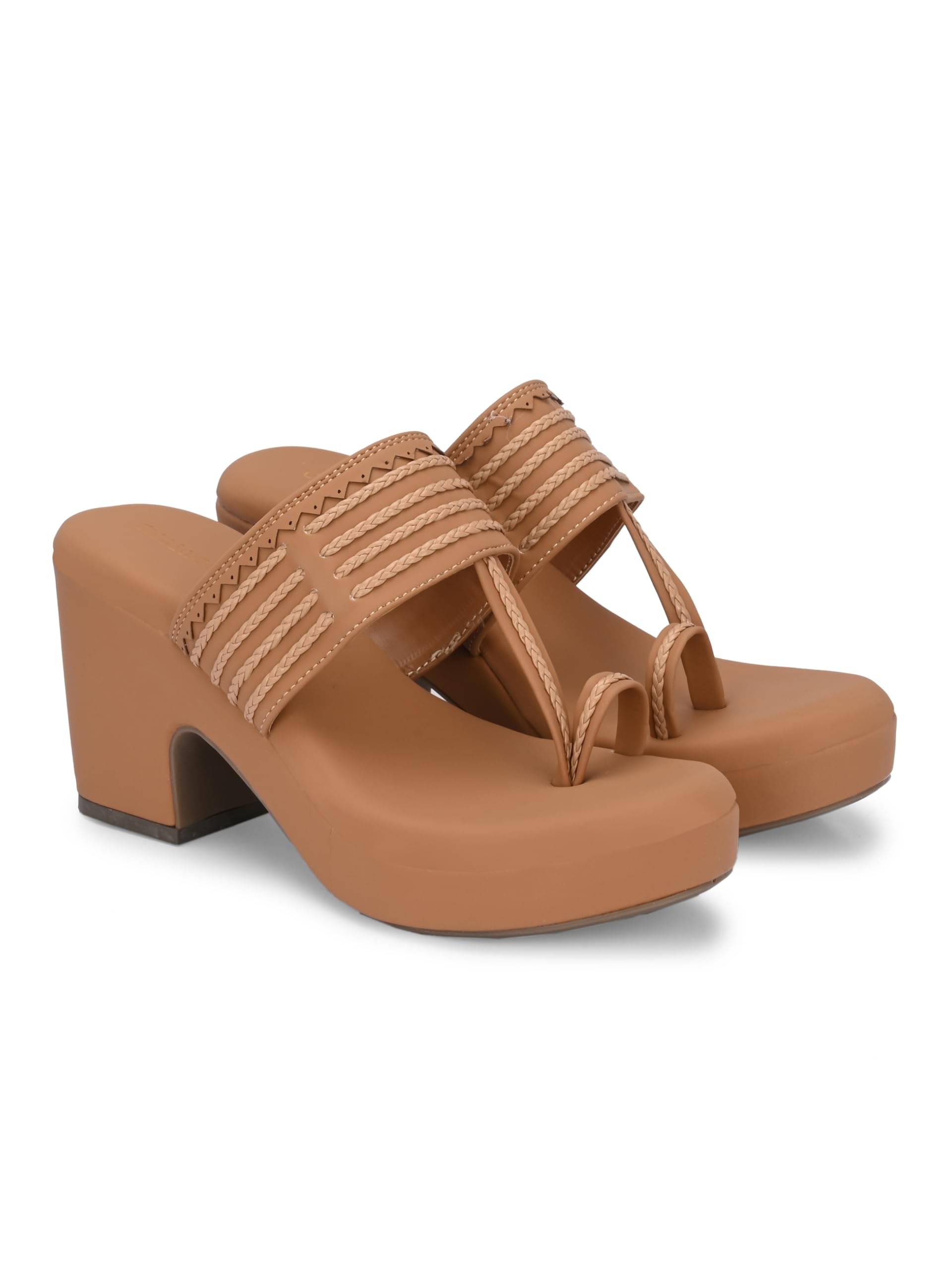 CLOG LONDON Tan Women's Slip On Heels CLOG LONDON Tan Women's Slip On Heels