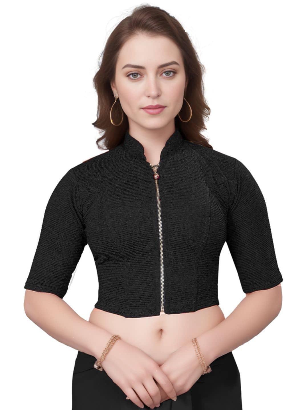 DELTIN HUB Black Readymade without Pad Cotton Blend Women's Blouse ( Pack of 1 )