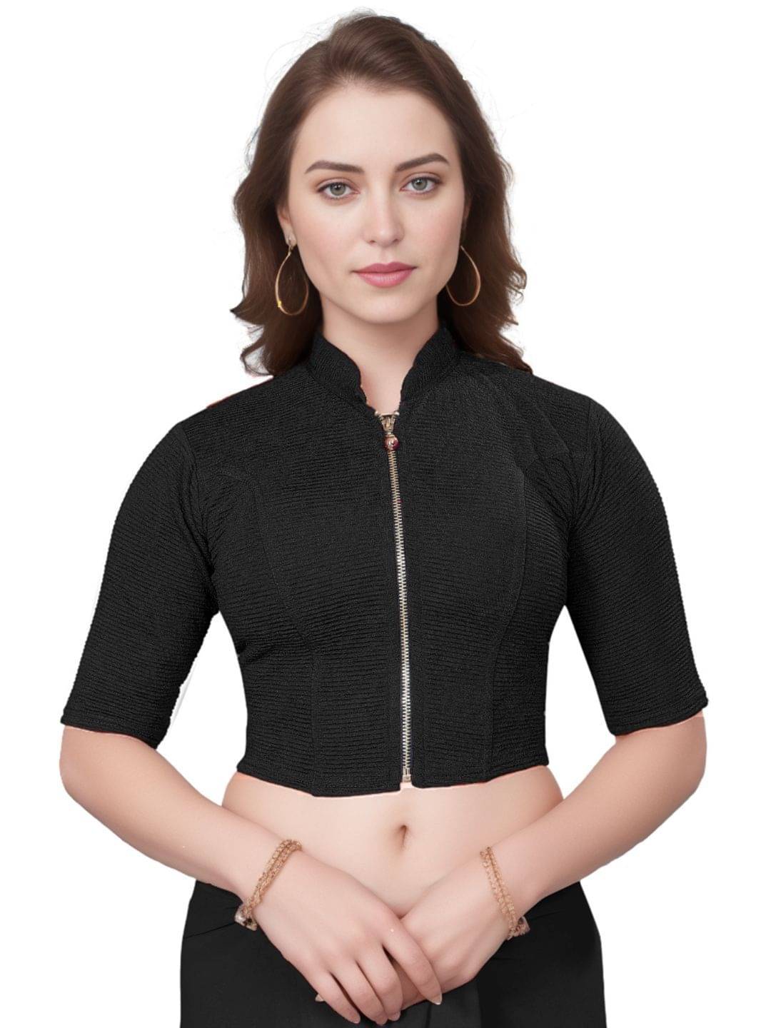     			DELTIN HUB Black Readymade without Pad Cotton Blend Women's Blouse ( Pack of 1 )