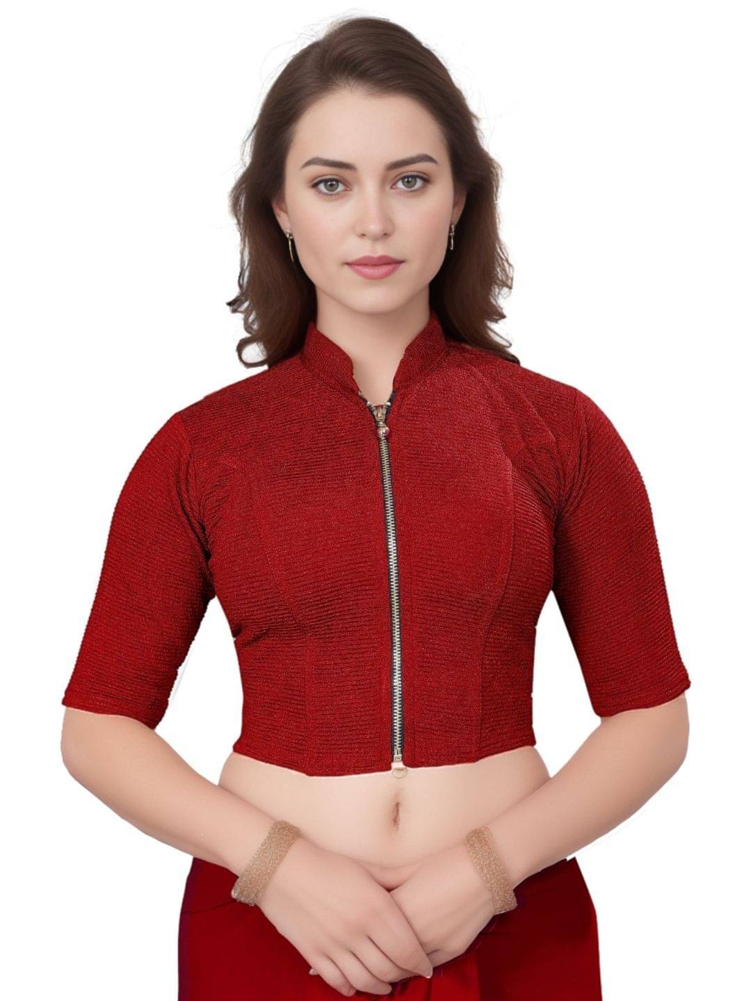 DELTIN HUB Red Readymade without Pad Cotton Blend Women's Blouse ( Pack of 1 ) DELTIN HUB Red Readymade without Pad Cotton Blend Women's Blouse ( Pack of 1 )