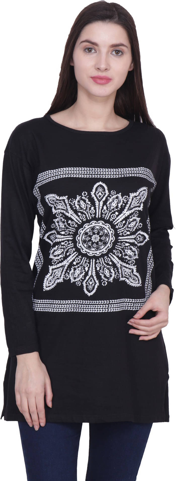     			Ddaspration Women's Cotton Blend Regular Top ( Black )