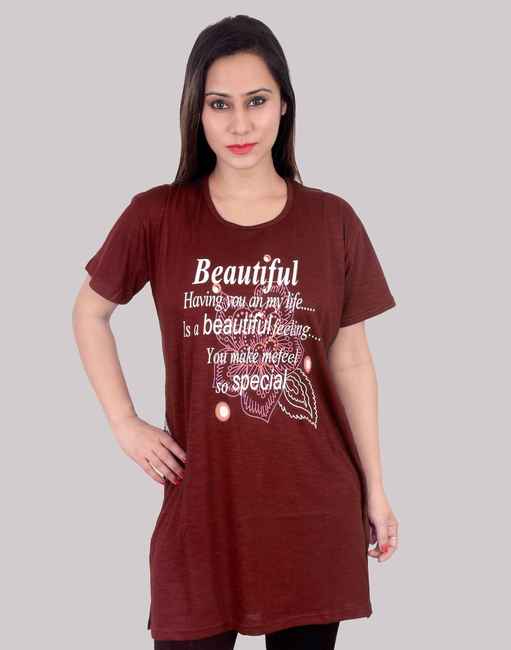     			Ddaspration Women's Cotton Blend Regular Top ( Maroon )
