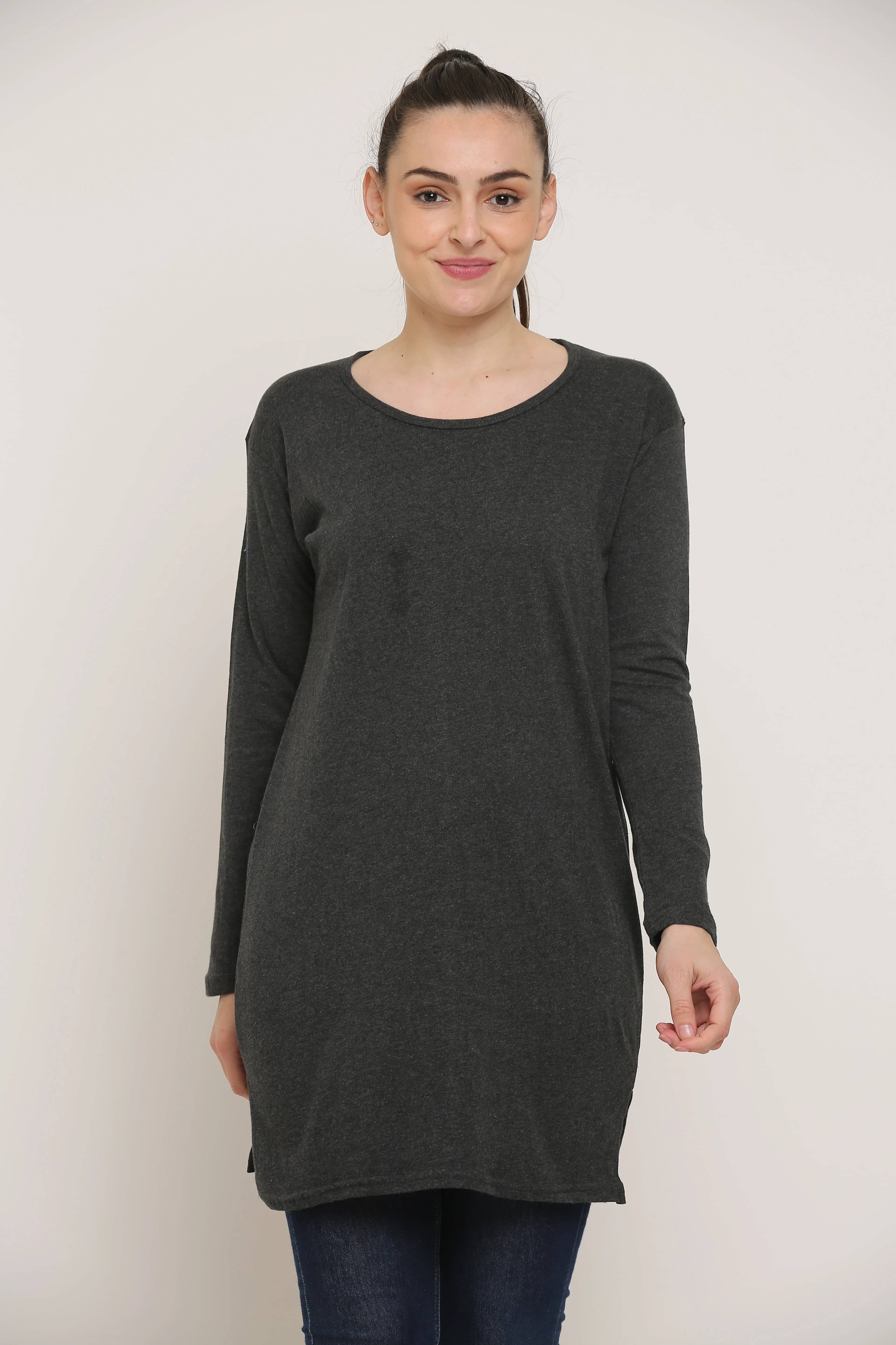 Ddaspration Women's Cotton Blend Regular Top ( Grey ) Ddaspration Women's Cotton Blend Regular Top ( Grey )