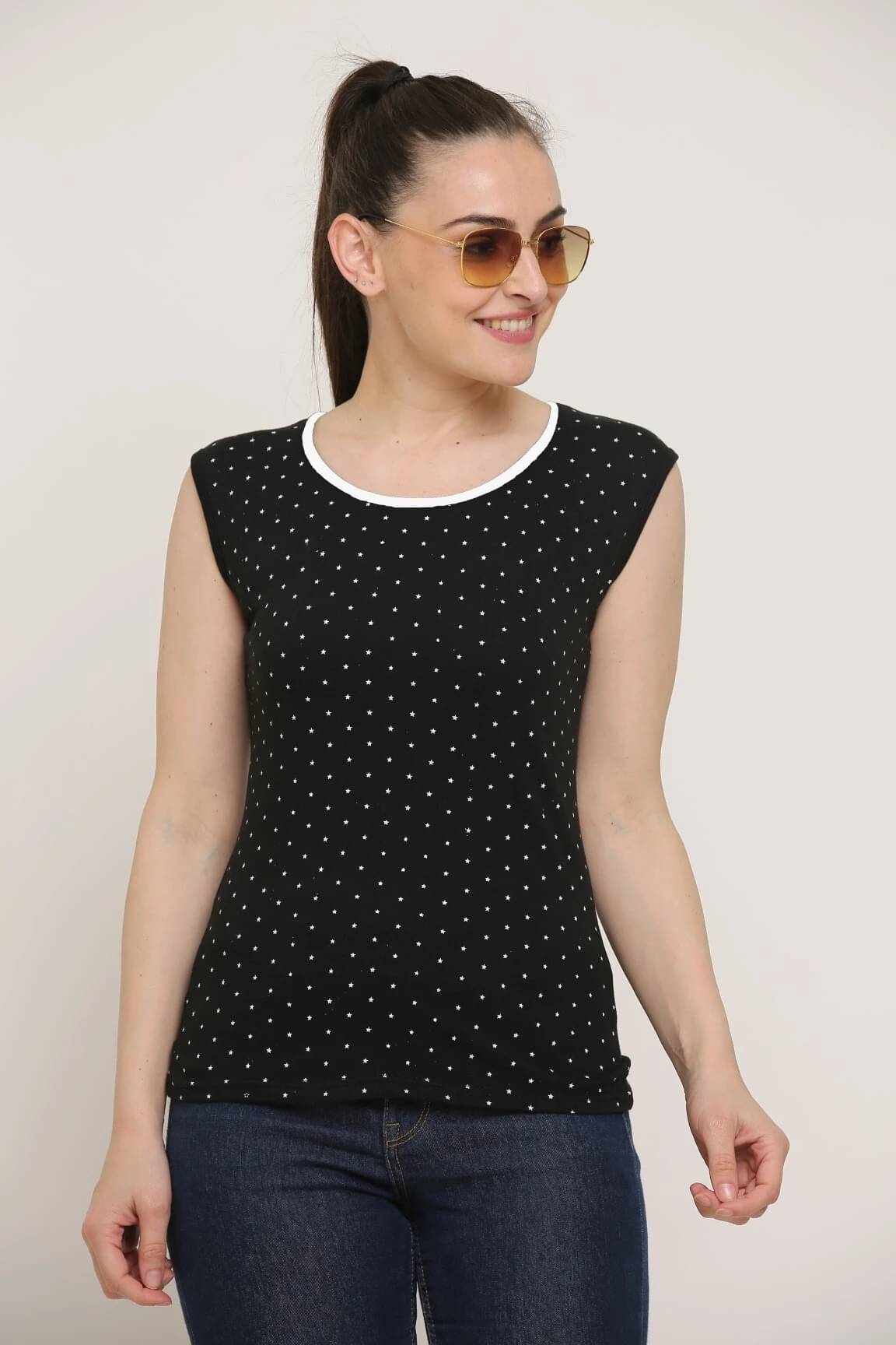 Ddaspration Women's Cotton Blend Regular Top ( Black ) Ddaspration Women's Cotton Blend Regular Top ( Black )