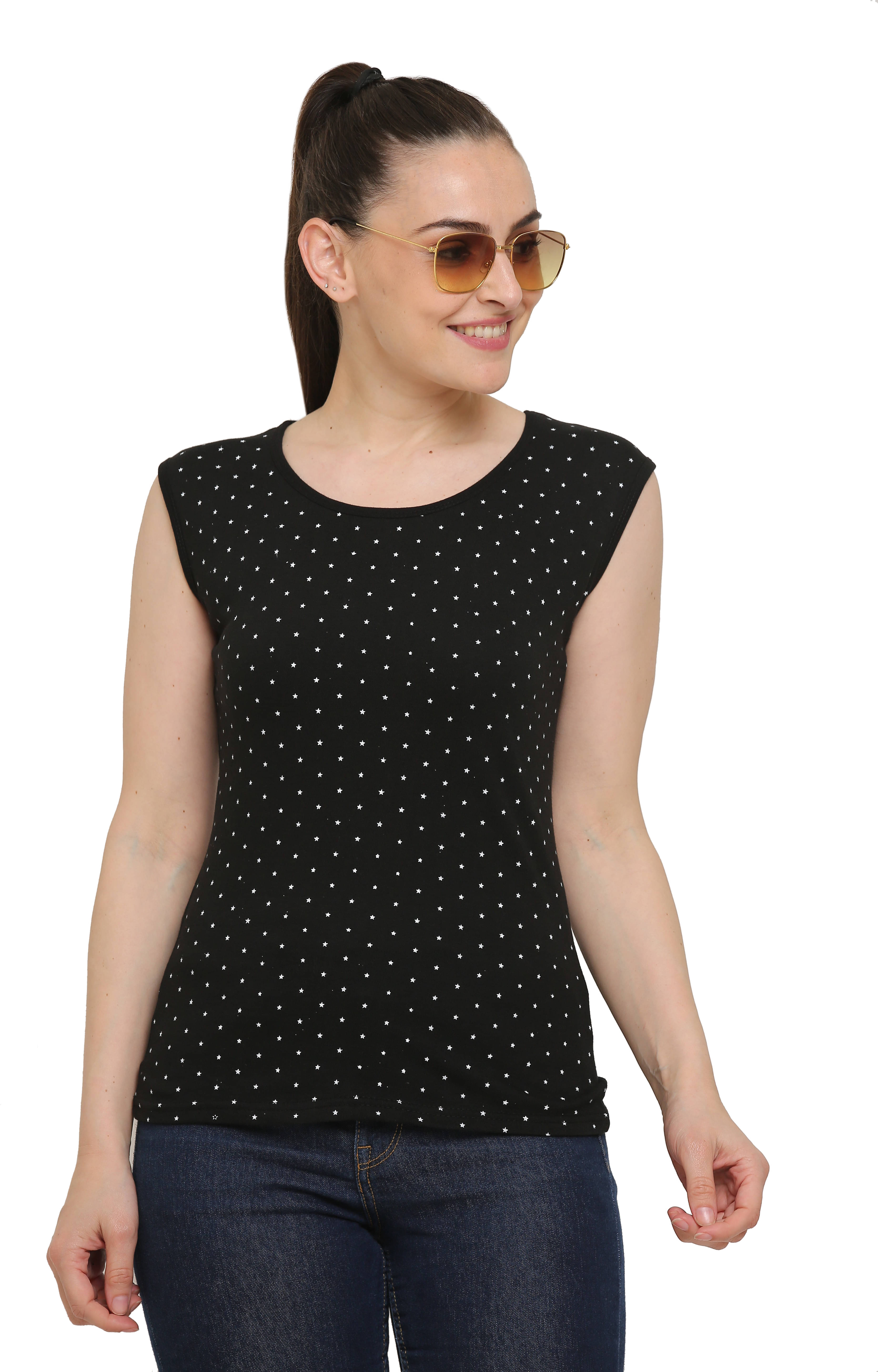 Ddaspration Women's Cotton Blend Regular Top ( Black )     			Ddaspration Women's Cotton Blend Regular Top ( Black )