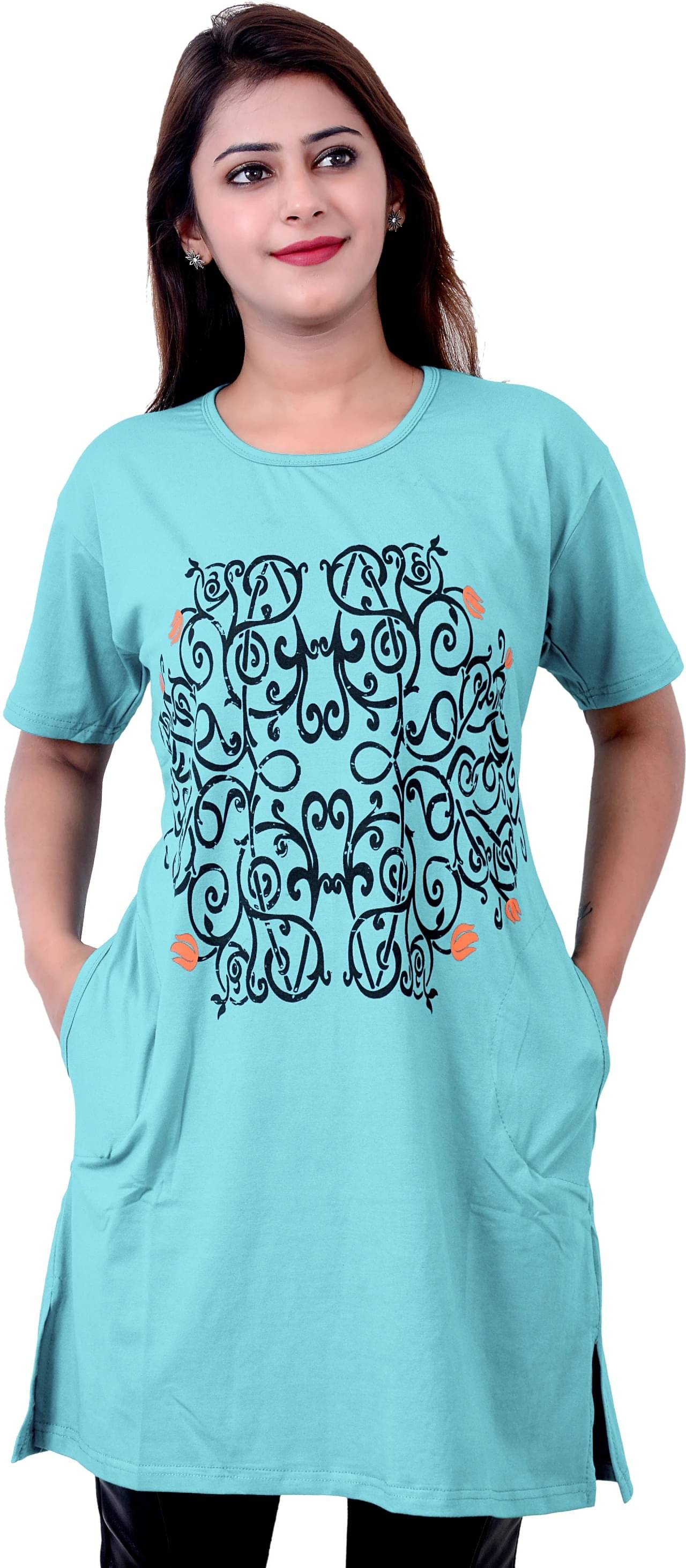     			Ddaspration Women's Cotton Blend Regular Top ( Light Blue )