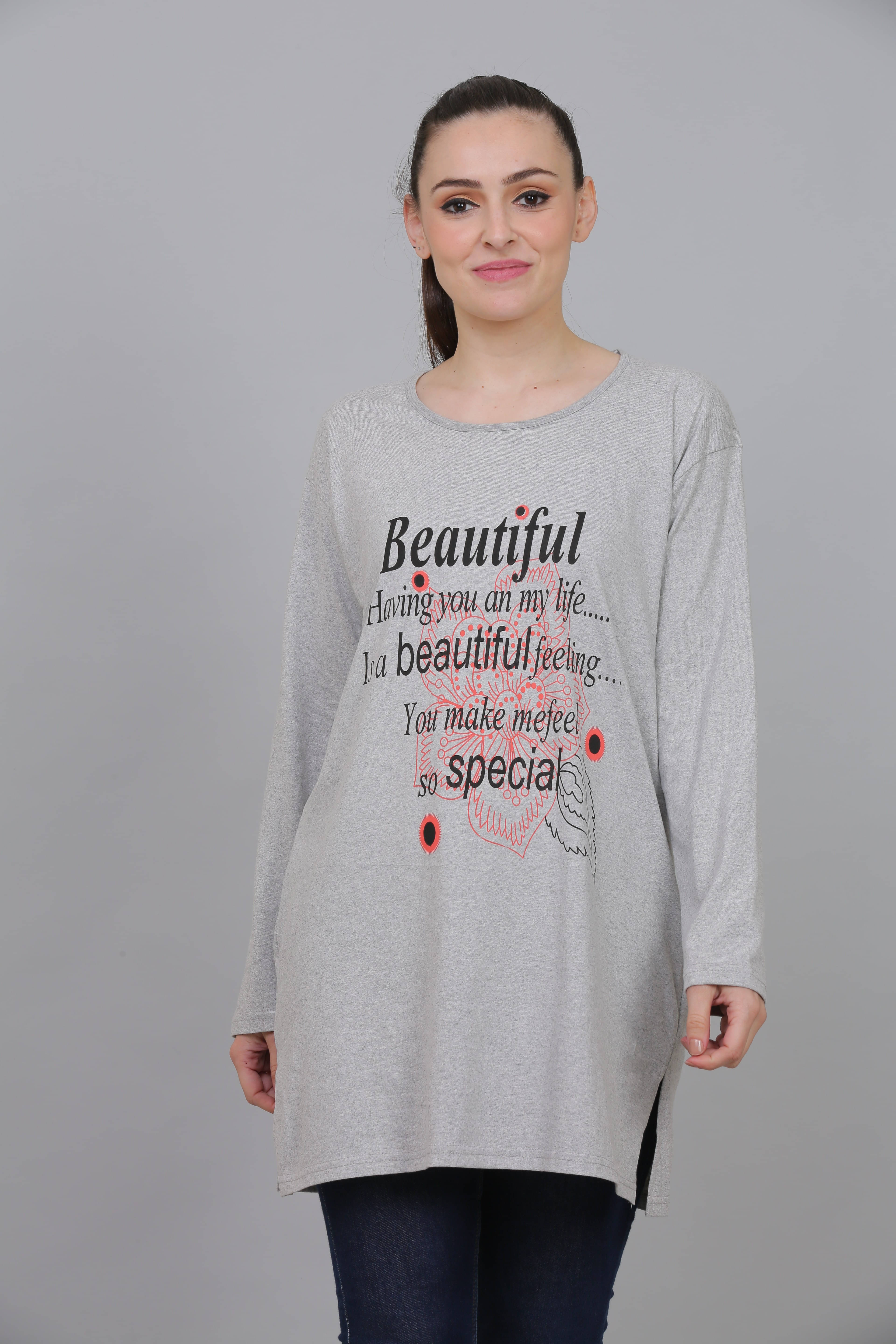 Ddaspration Women's Cotton Blend Regular Top ( Grey ) Ddaspration Women's Cotton Blend Regular Top ( Grey )
