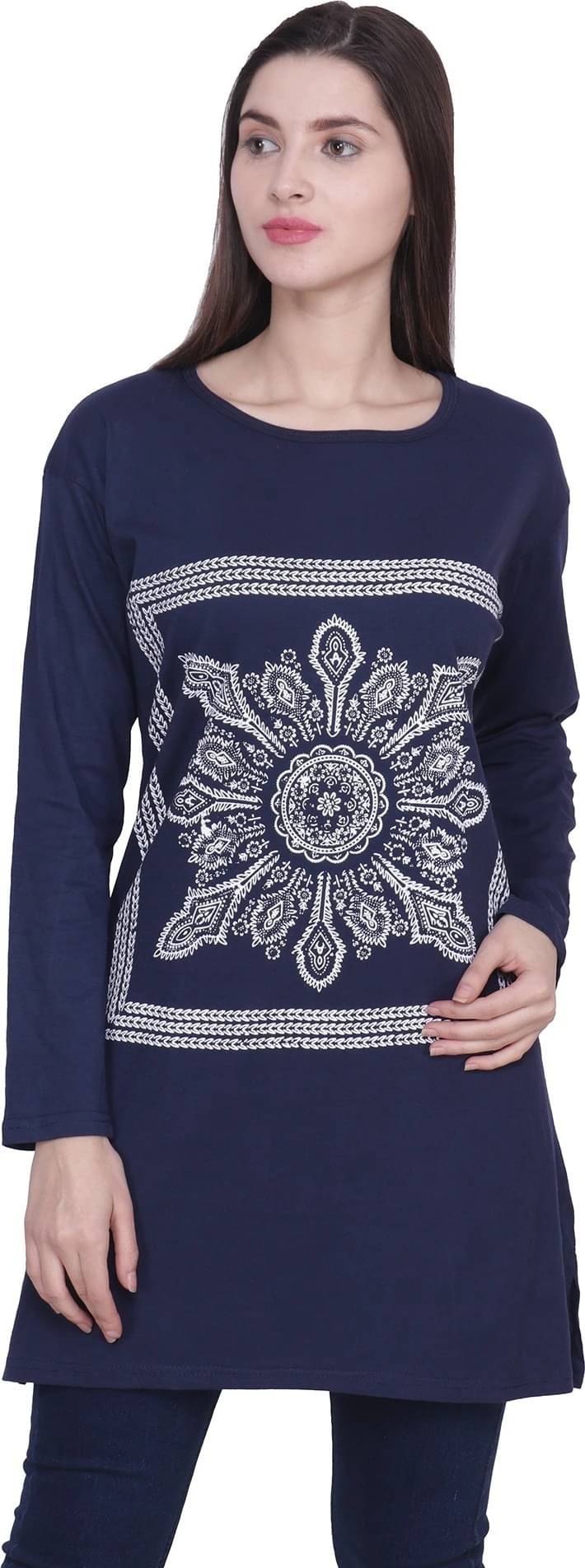     			Ddaspration Women's Cotton Blend Regular Top ( Navy Blue )