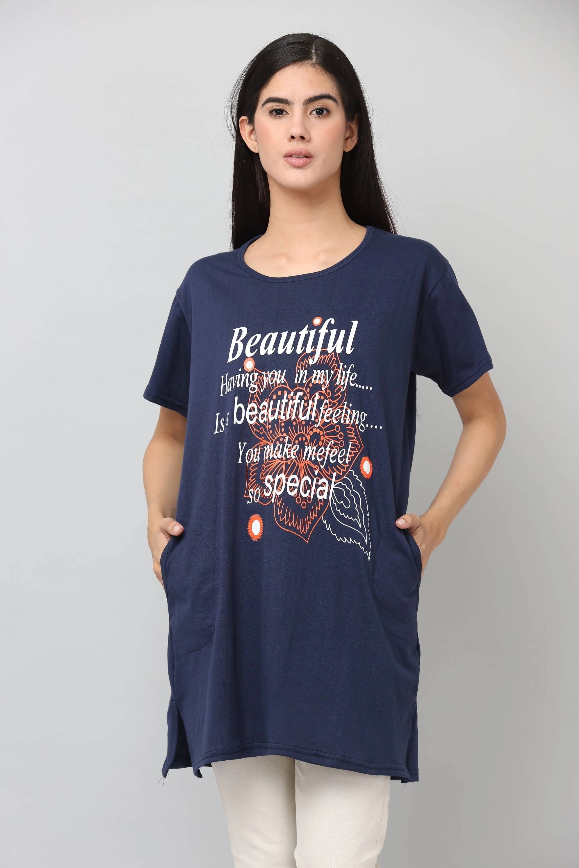 Ddaspration Women's Cotton Blend Regular Top ( Navy Blue ) Ddaspration Women's Cotton Blend Regular Top ( Navy Blue )