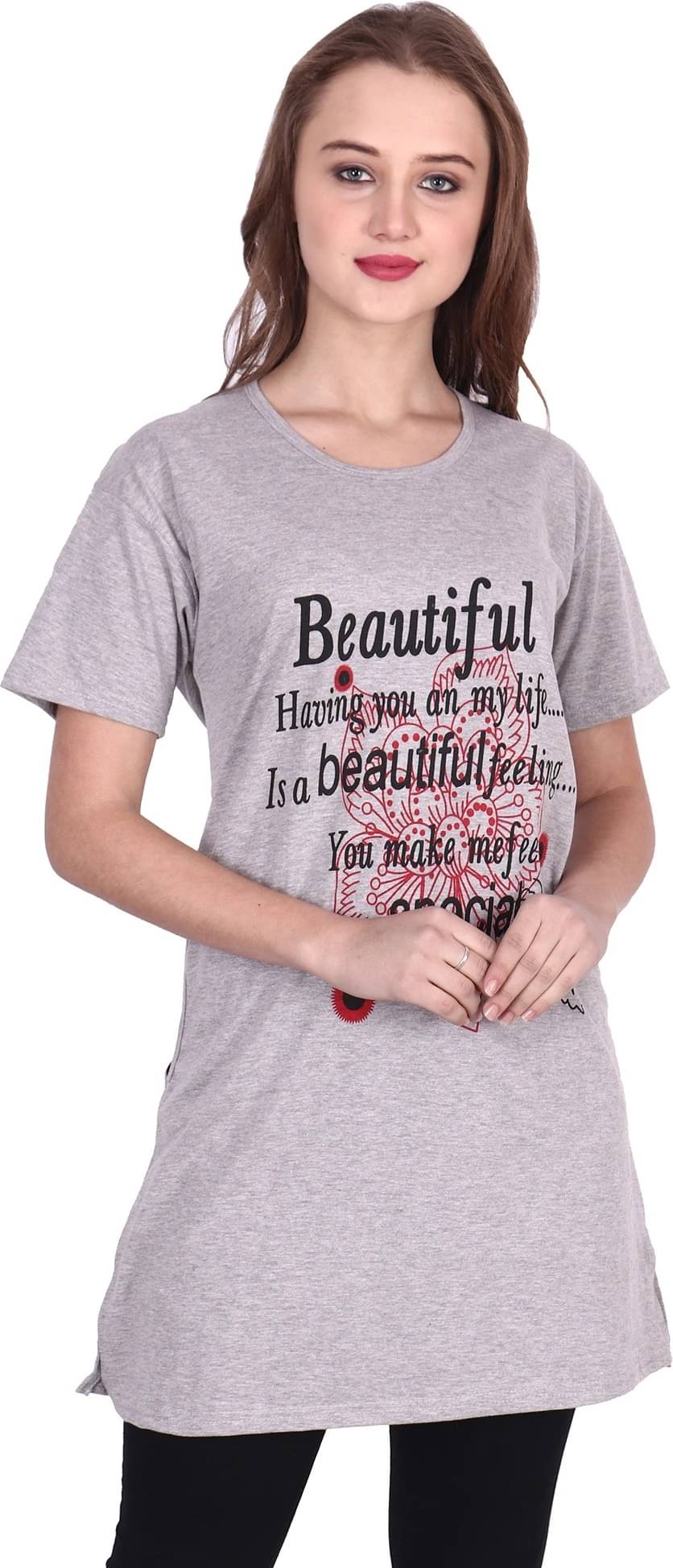 Ddaspration Women's Cotton Blend Regular Top ( Grey ) Ddaspration Women's Cotton Blend Regular Top ( Grey )