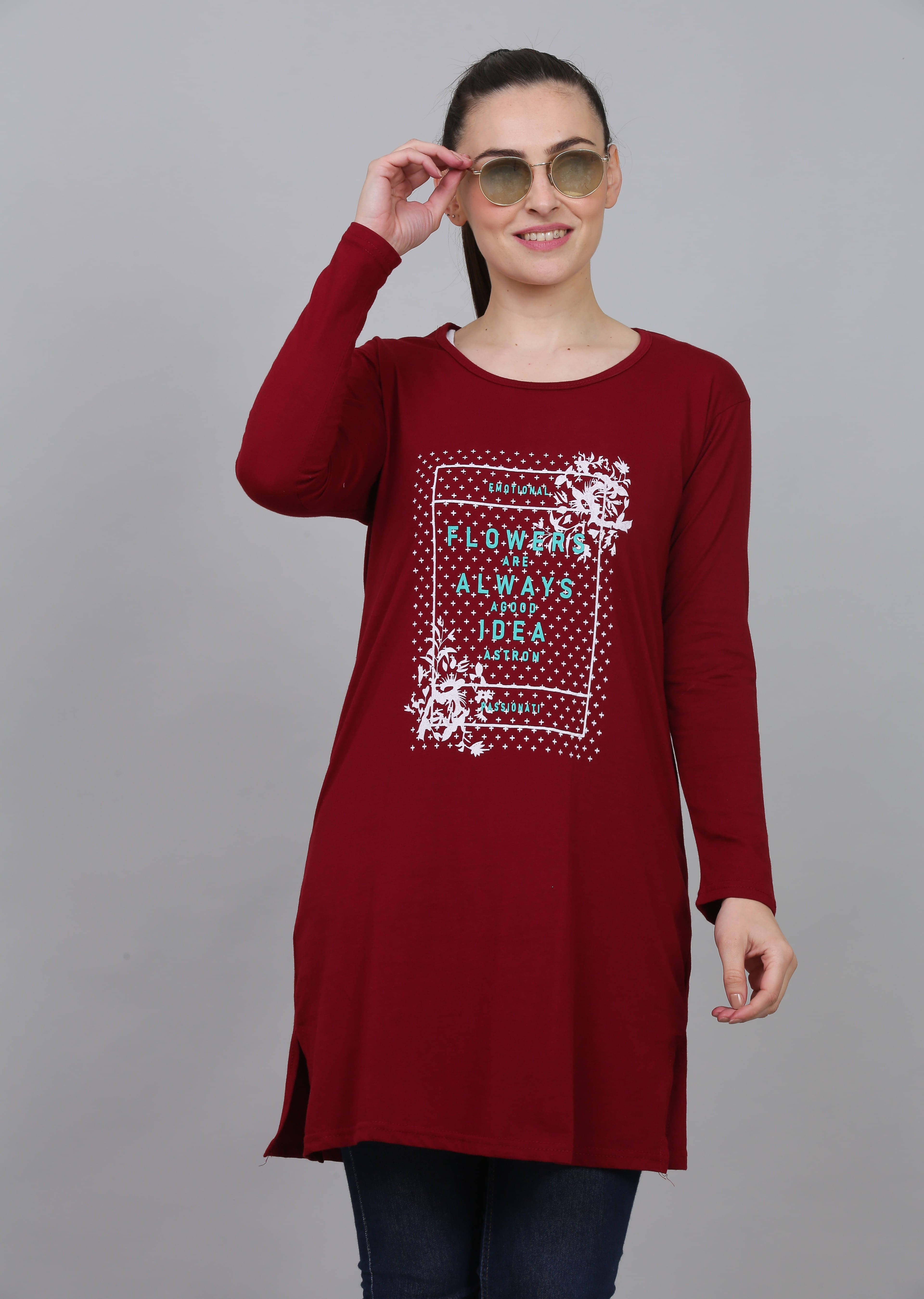     			Ddaspration Women's Cotton Blend Regular Top ( Maroon )