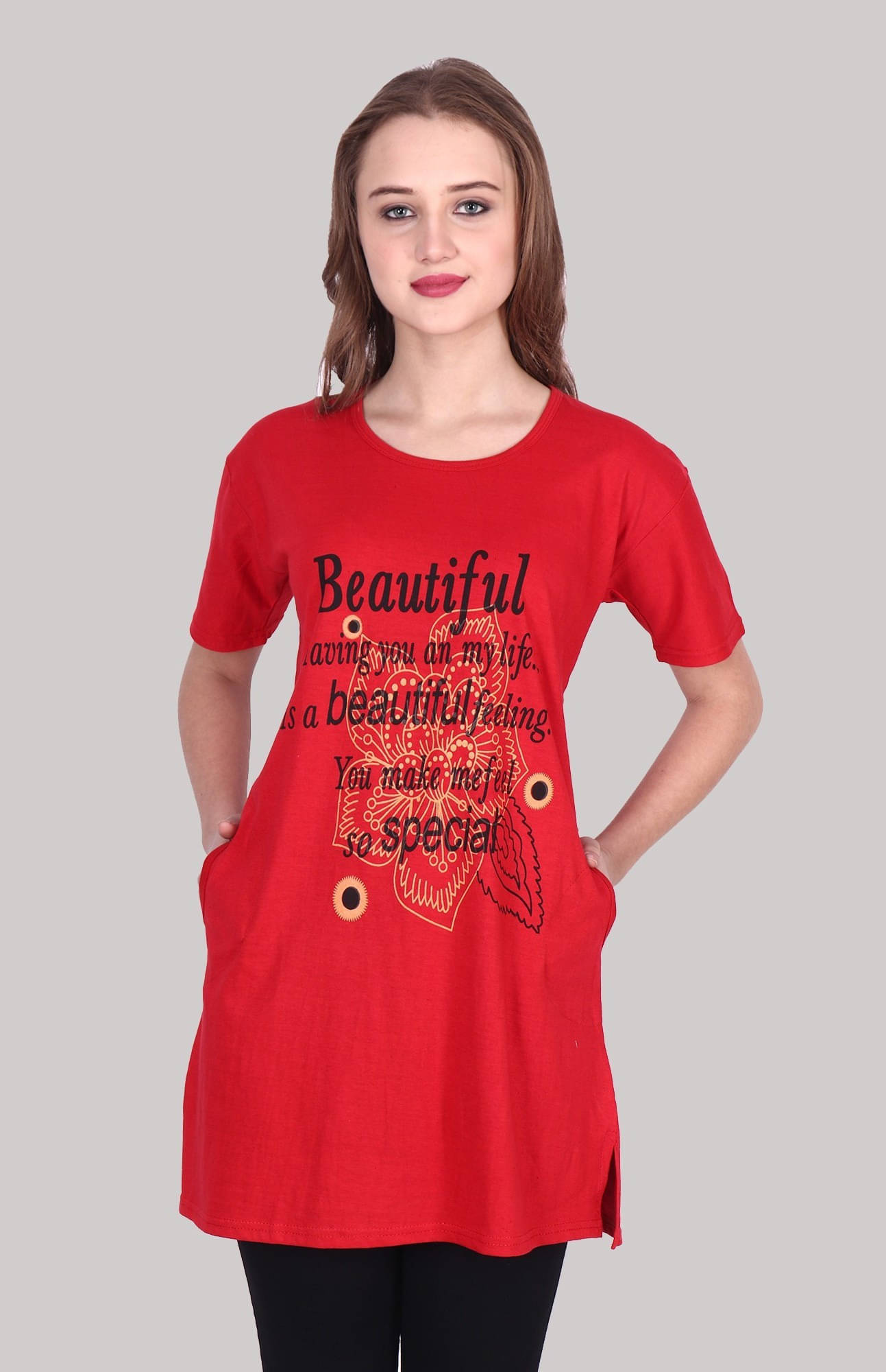     			Ddaspration Women's Cotton Blend Regular Top ( Red )