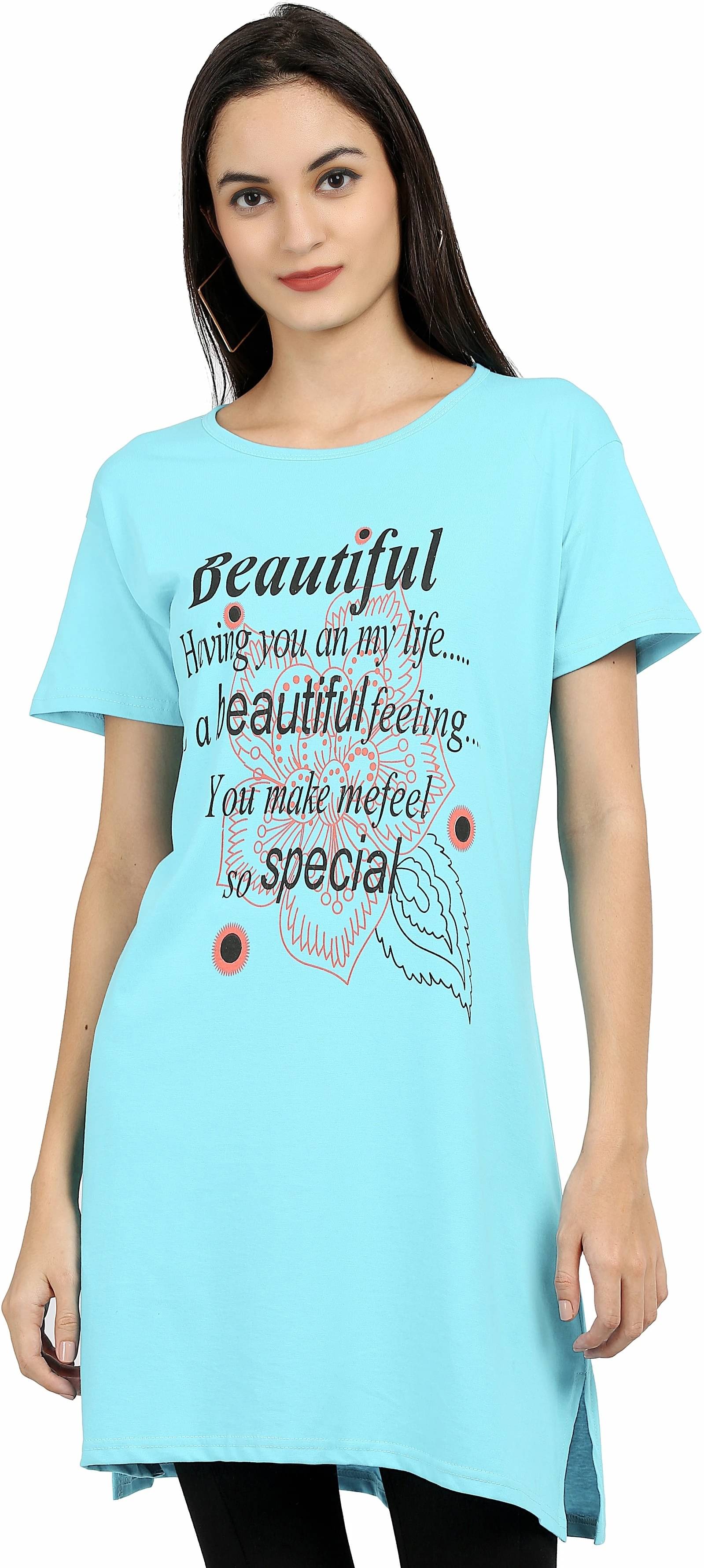 Ddaspration Women's Cotton Blend Regular Top ( Light Blue ) Ddaspration Women's Cotton Blend Regular Top ( Light Blue )