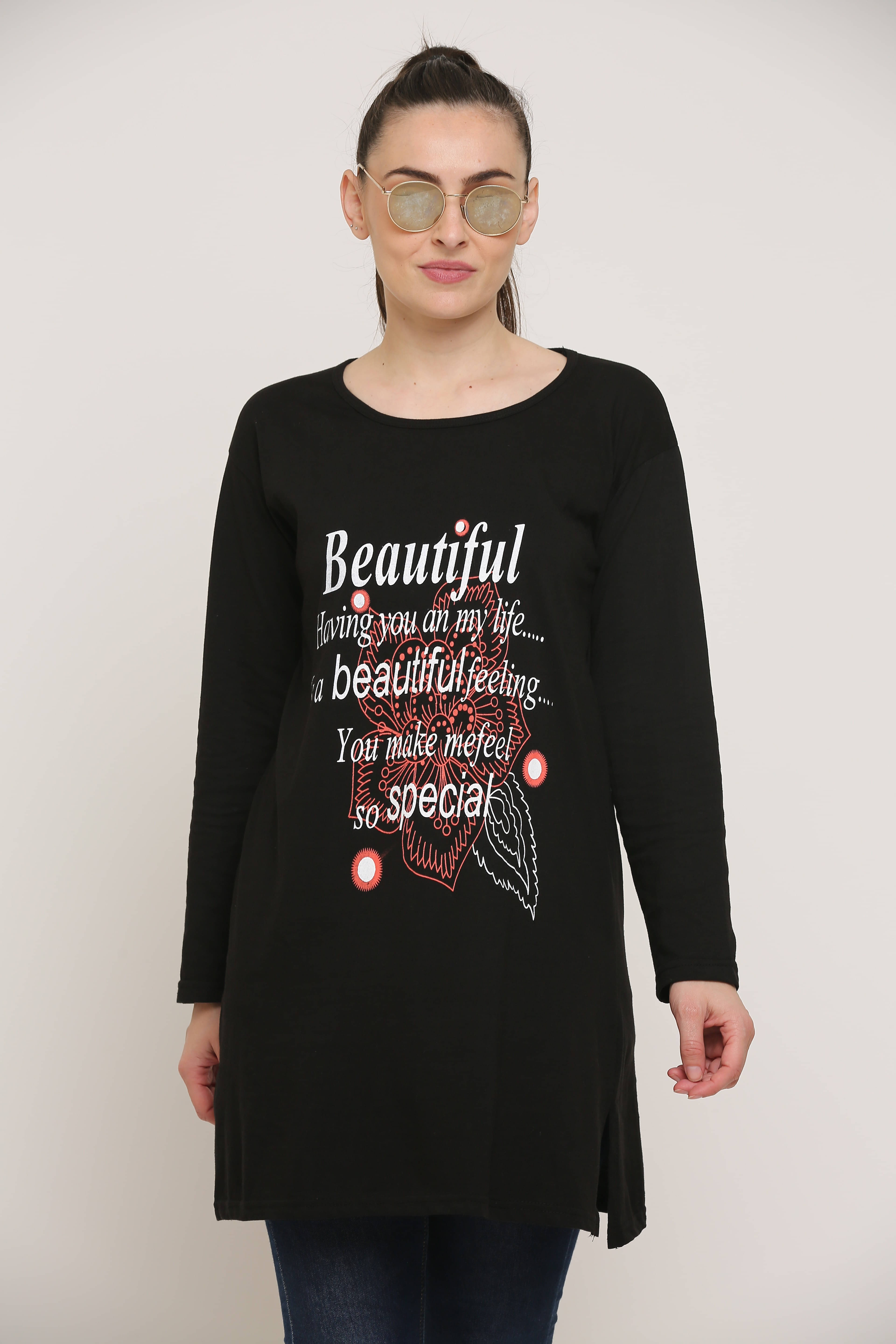     			Ddaspration Women's Cotton Blend Regular Top ( Black )
