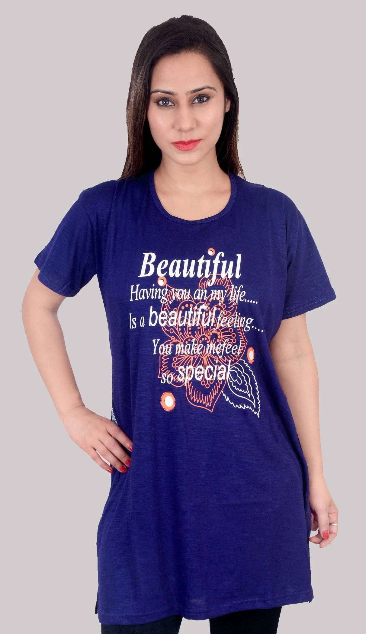 Ddaspration Women's Cotton Blend Regular Top ( Blue ) Ddaspration Women's Cotton Blend Regular Top ( Blue )