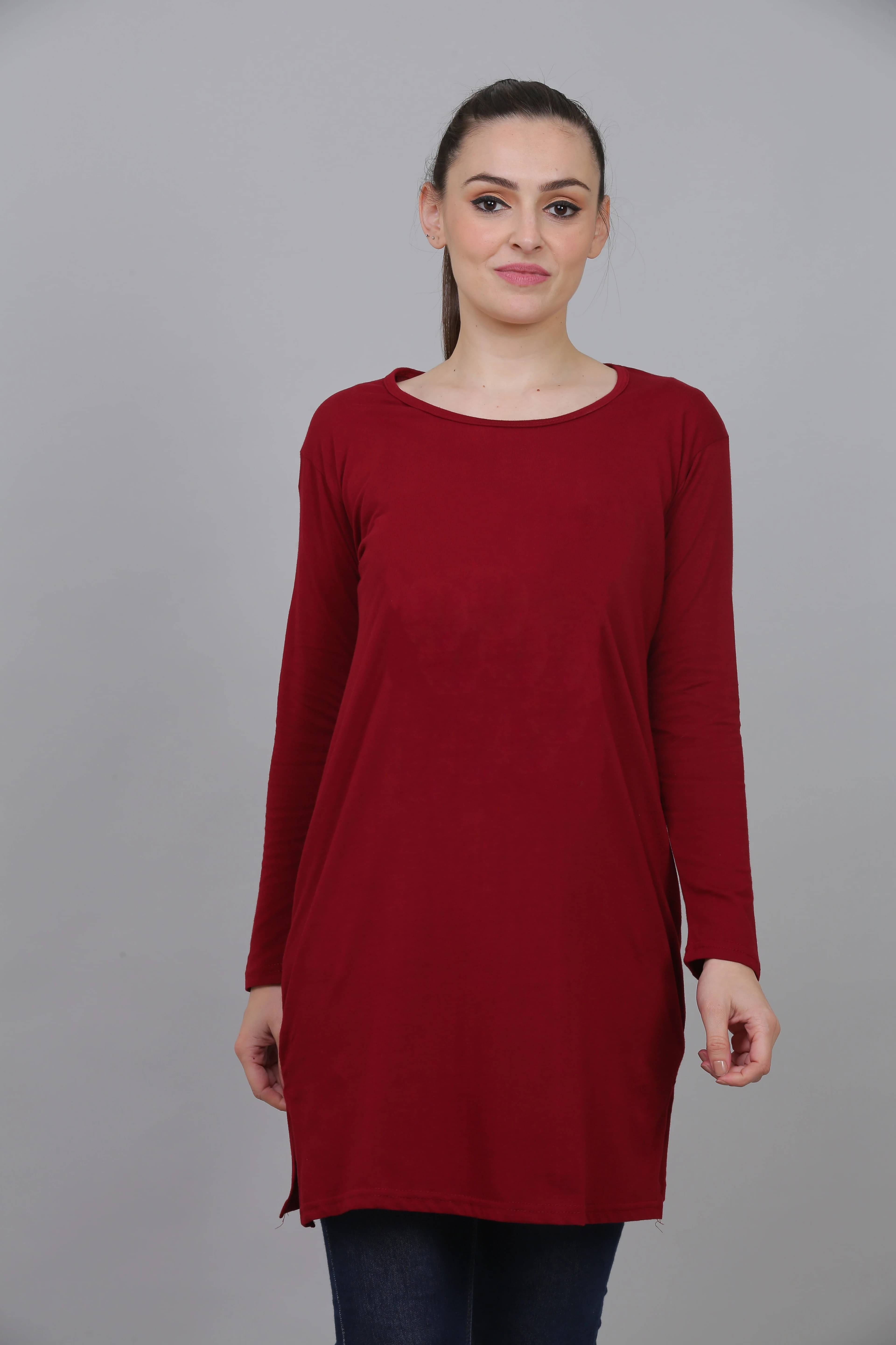Ddaspration Women's Cotton Blend Regular Top ( Maroon ) Ddaspration Women's Cotton Blend Regular Top ( Maroon )