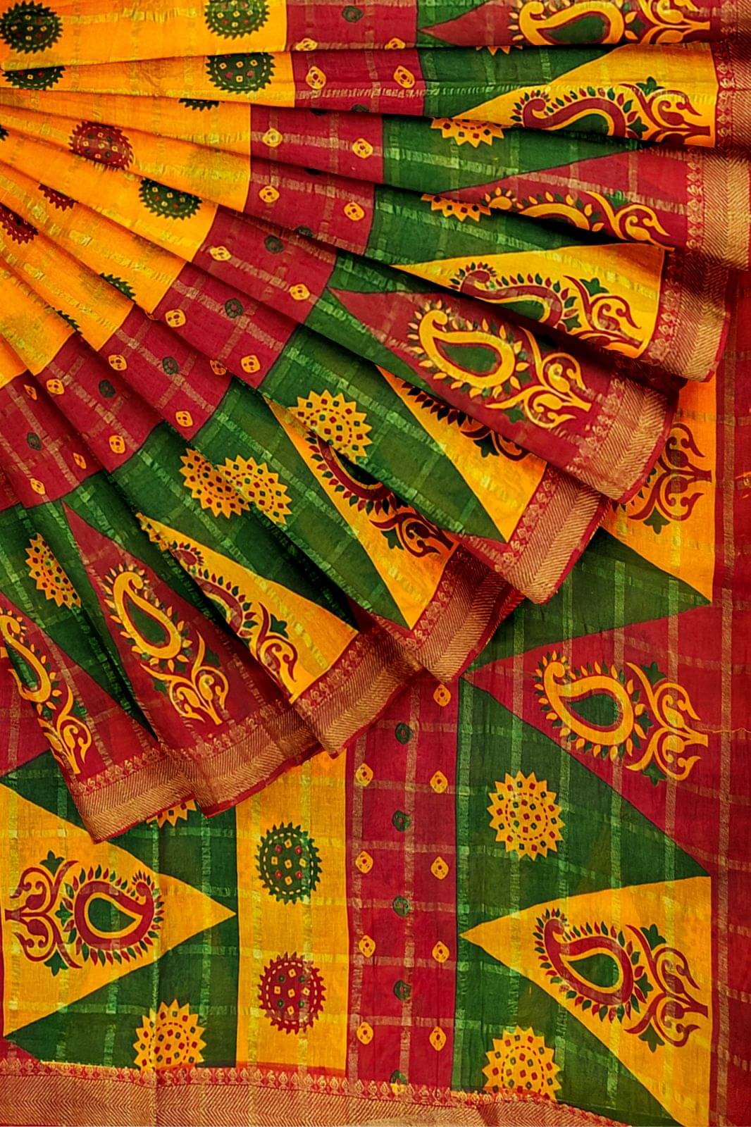 Dishita Cotton Checks Bandhani Sarees Without Blouse Piece ( Yellow ) Dishita Cotton Checks Bandhani Sarees Without Blouse Piece ( Yellow )
