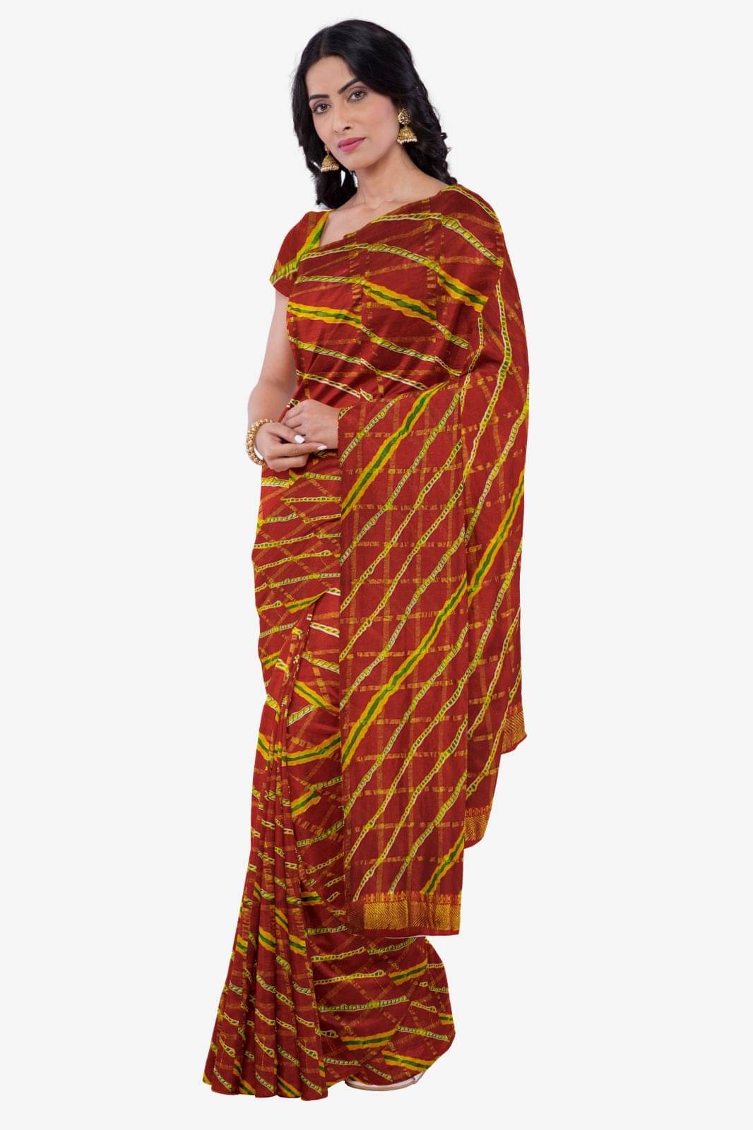 Dishita Cotton Checks Leheriya Saree Without Blouse Piece ( Multicolor ) Dishita Cotton Checks Leheriya Saree Without Blouse Piece ( Multicolor )
