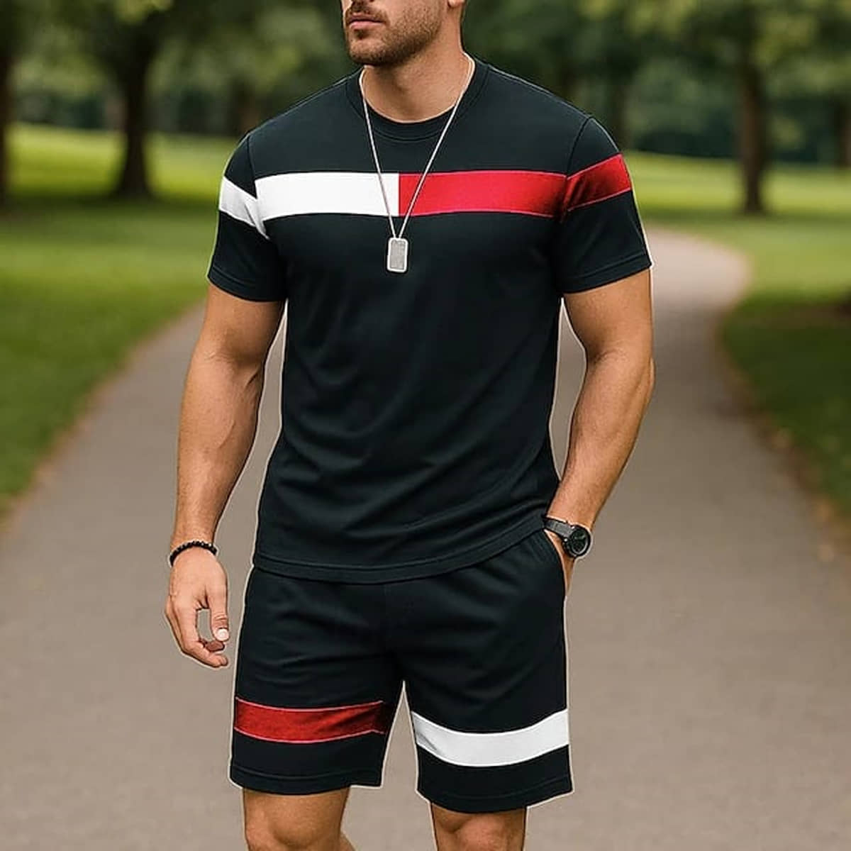 Forbro Black Cotton Blend Regular Fit Men's Tracksuit ( Pack of 1 )