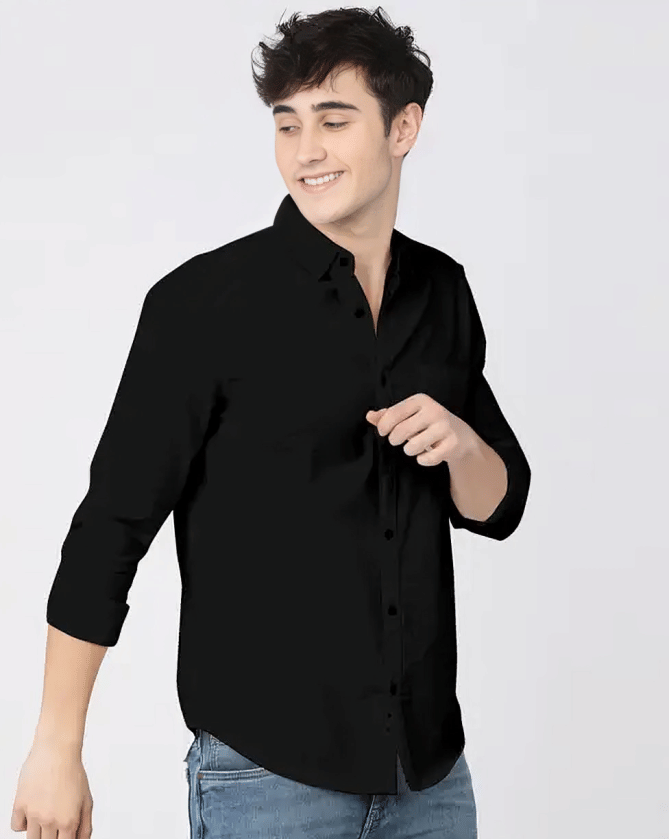 GENERIC 0 Cotton Blend Regular Fit Solids Rollup Sleeves Men's Casual Shirt - Black ( Pack of 1 )     			GENERIC 0 Cotton Blend Regular Fit Solids Rollup Sleeves Men's Casual Shirt - Black ( Pack of 1 )