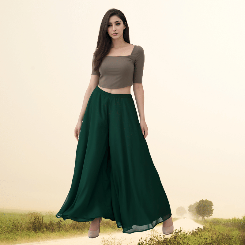     			Garv Enterprises Women Georgette Palazzo ( Green )