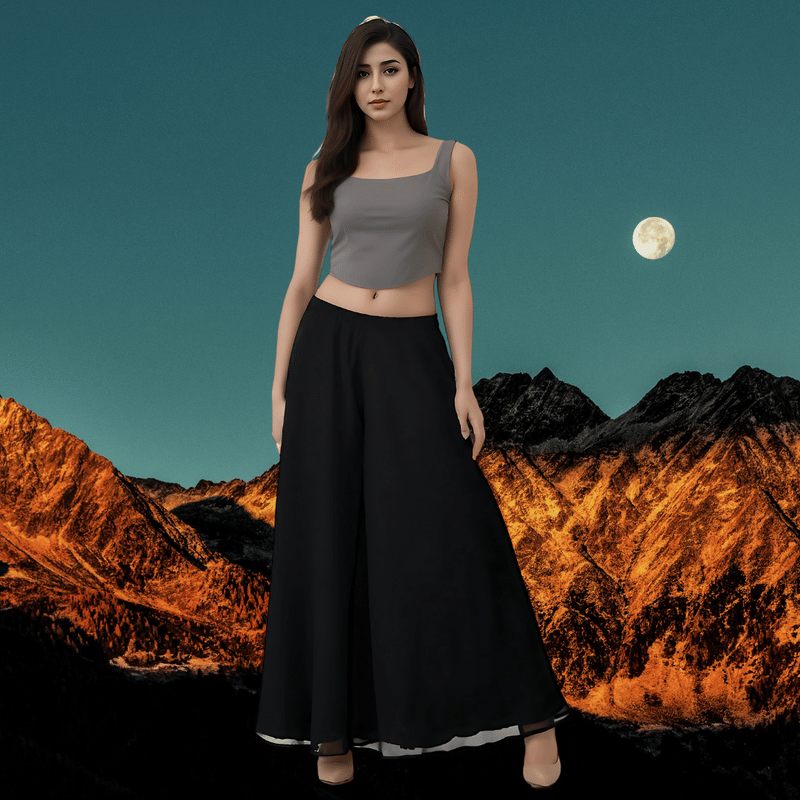     			Garv Enterprises Women Georgette Palazzo ( Black )
