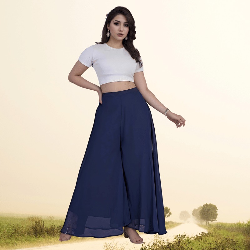    			Garv Enterprises Women Georgette Palazzo ( Blue )