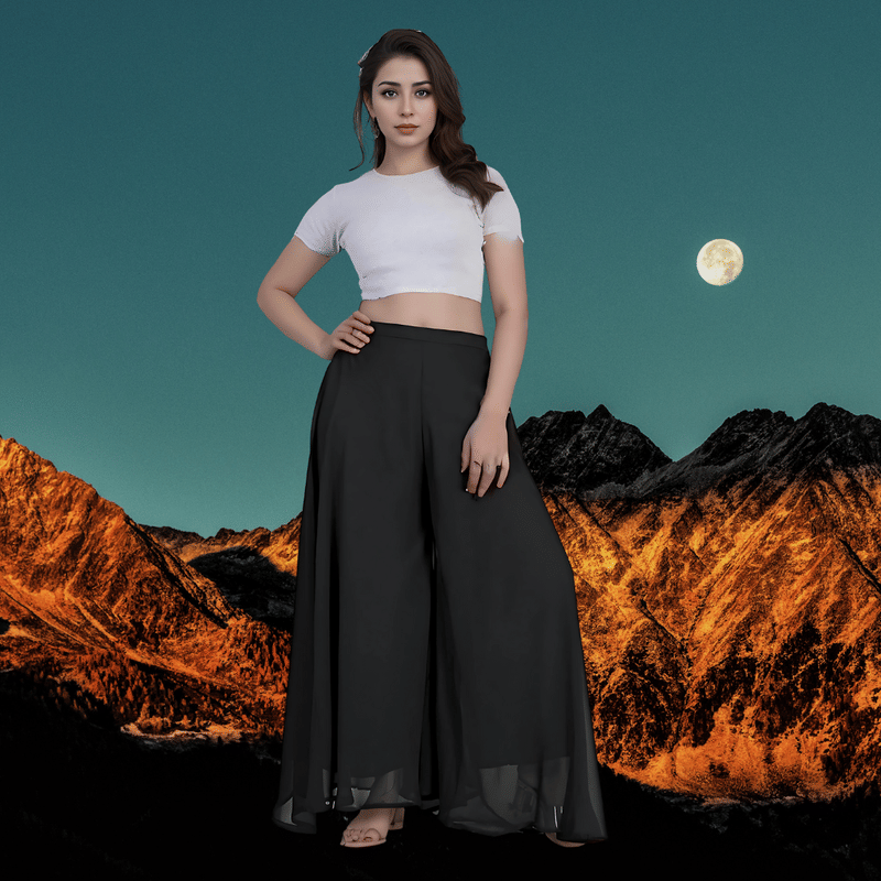     			Garv Enterprises Women Georgette Palazzo ( Charcoal )