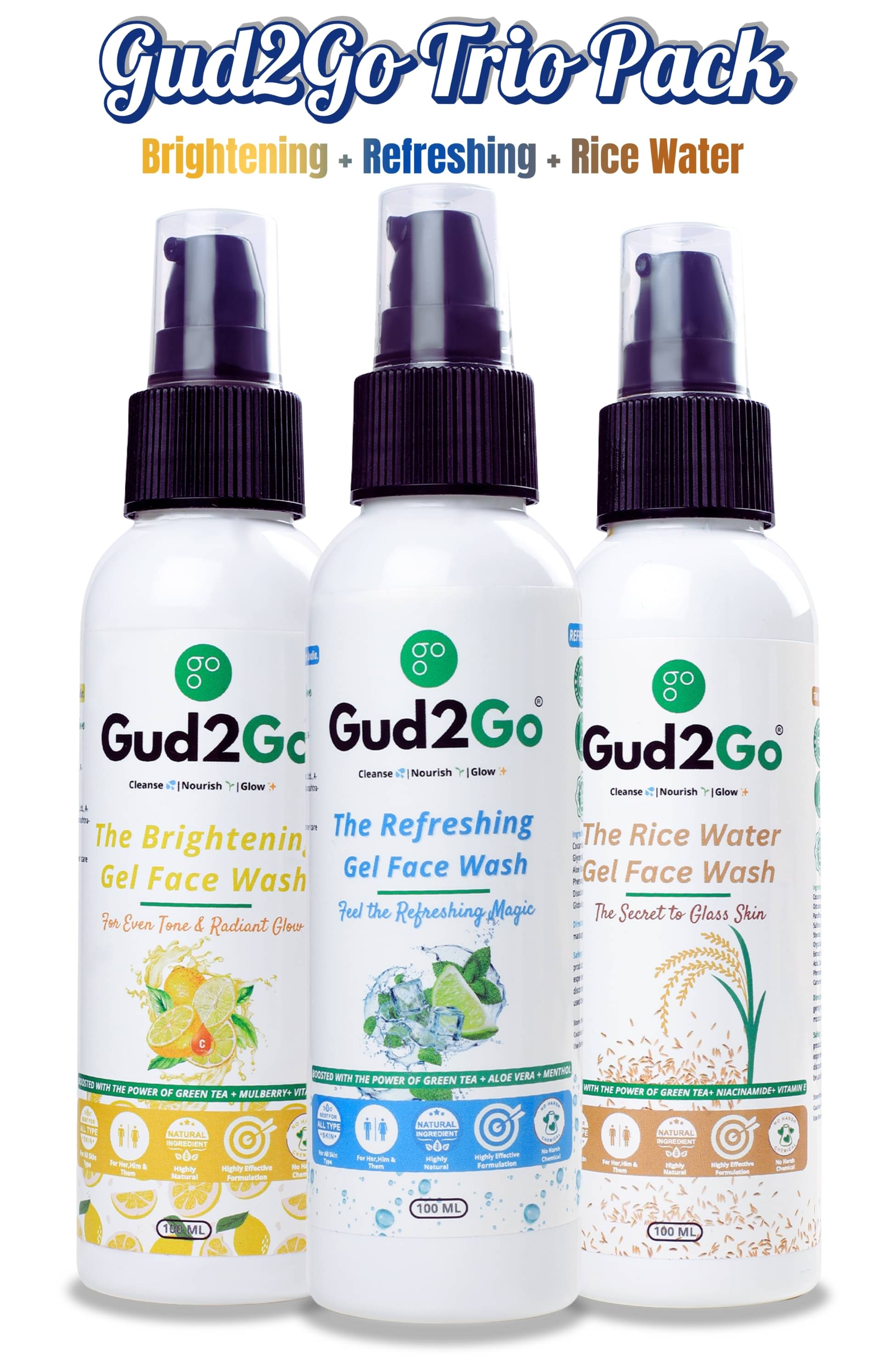Gud2Go - Acne or Blemishes Removal Face Wash For All Skin Type ( Pack of 3 )     			Gud2Go - Acne or Blemishes Removal Face Wash For All Skin Type ( Pack of 3 )