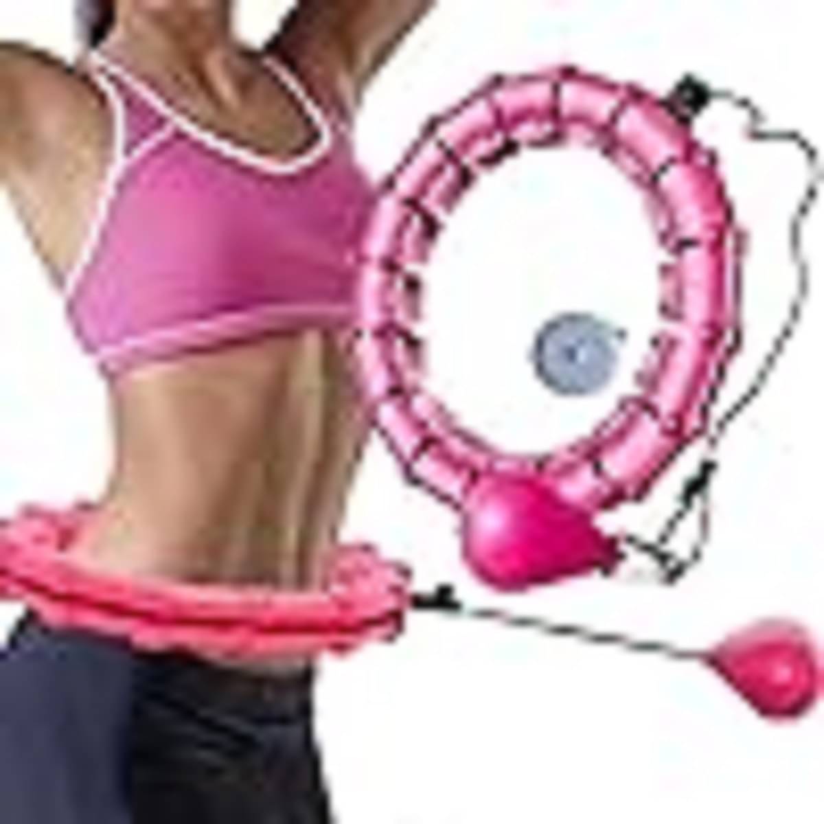     			HINGOL Weighted Hula Hoop for Adults Weight Loss Infinity Hoop Plus Size 24 Detachable Knots 2 in 1 Abdomen Fitness Massage Smart Hula Hoops Fit Suitable for Women (Multi Color)