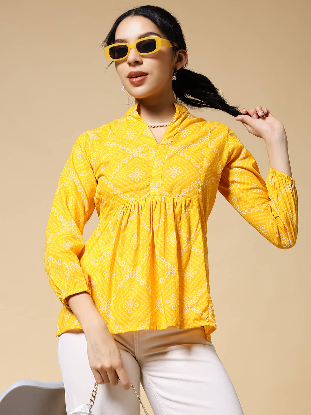 Istyle Can Women's Cotton Regular Top ( Yellow ) Istyle Can Women's Cotton Regular Top ( Yellow )