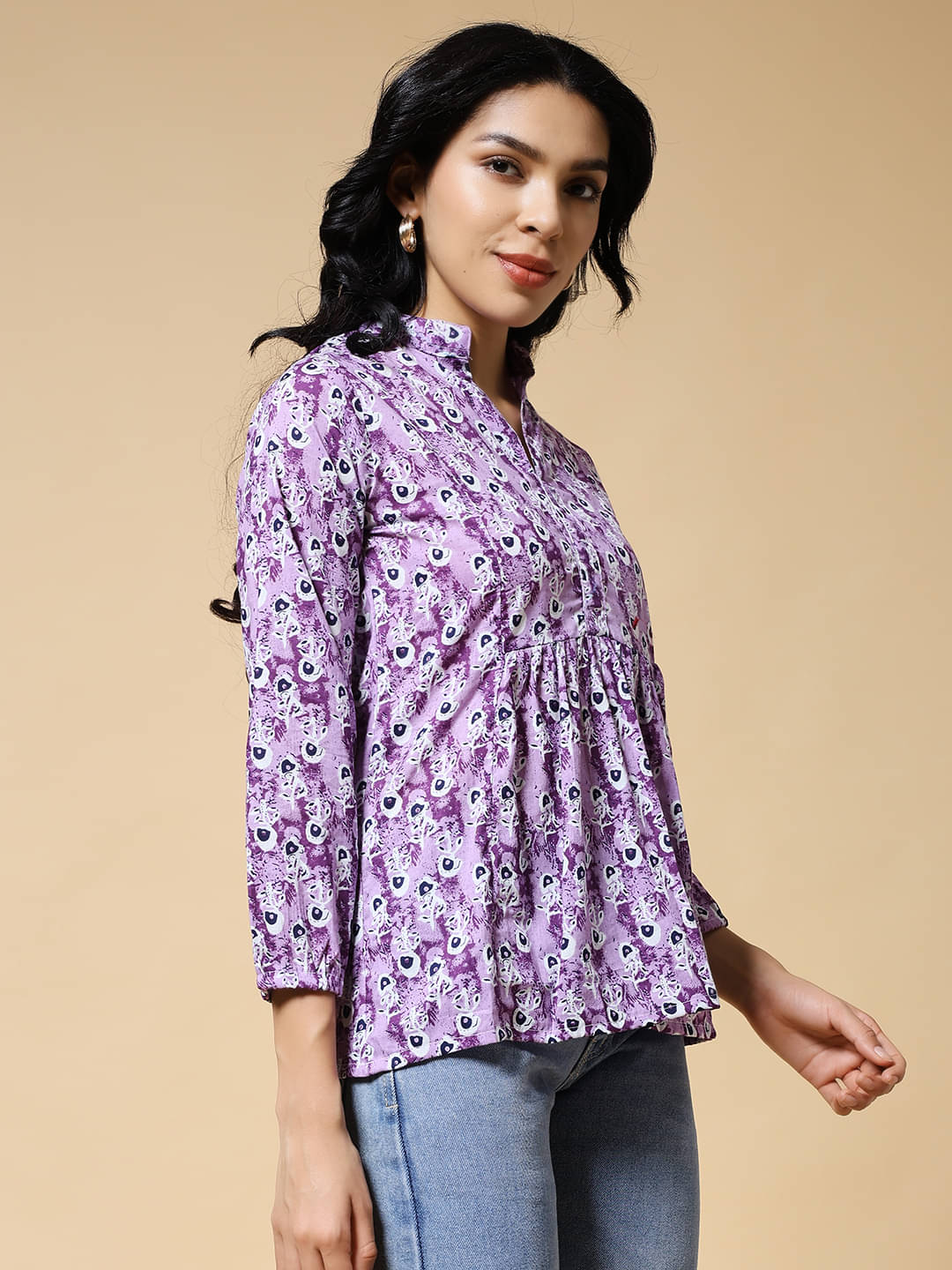     			Istyle Can Women's Cotton Regular Top ( Purple )