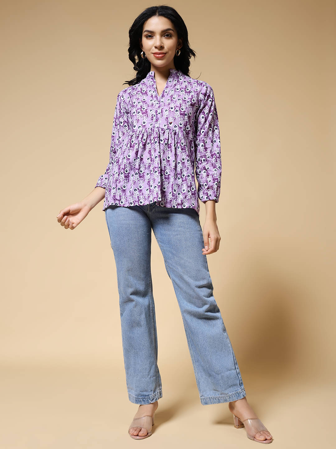 Istyle Can Women's Cotton Regular Top ( Purple ) Istyle Can Women's Cotton Regular Top ( Purple )